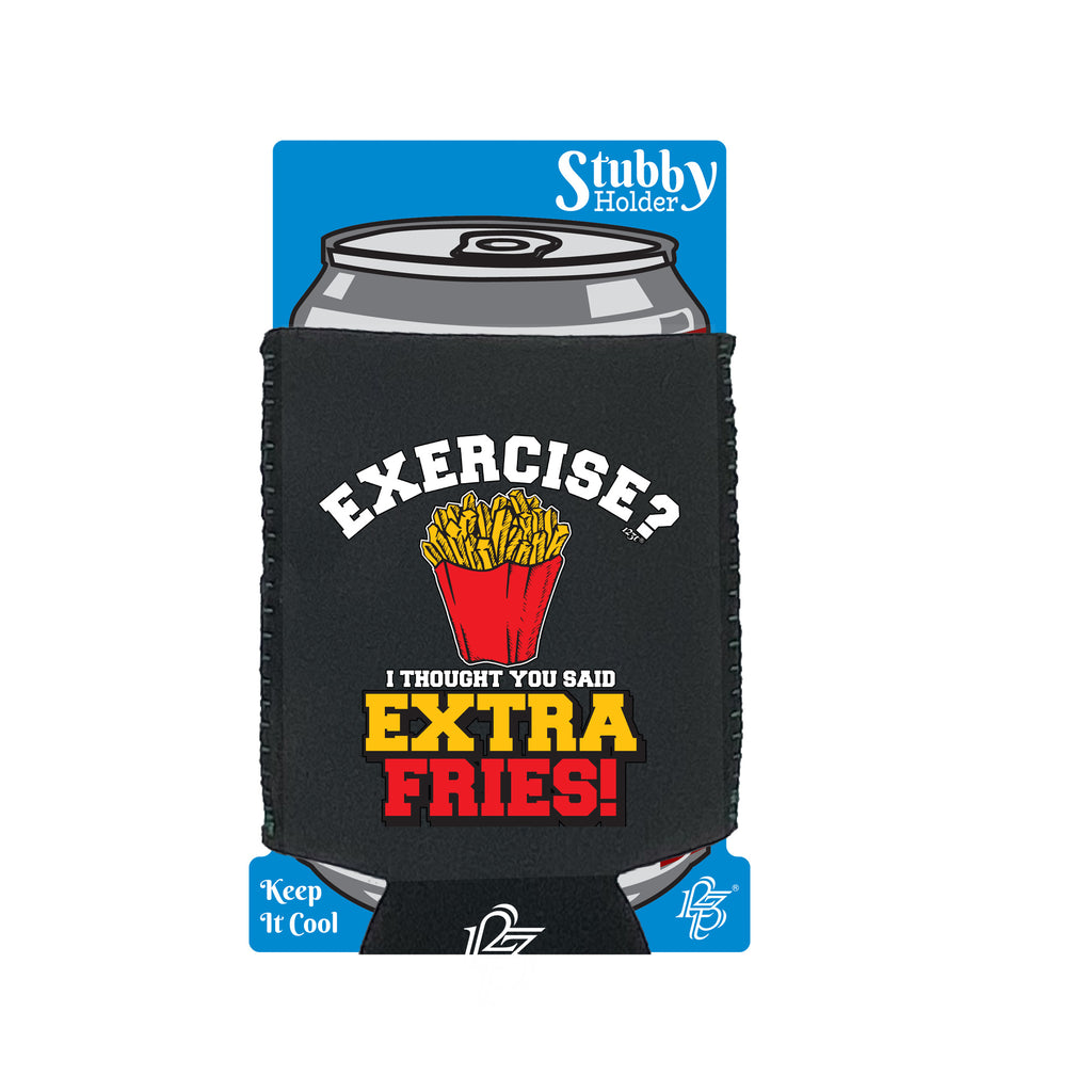 Extra Fries Exercise - Funny Stubby Holder With Base
