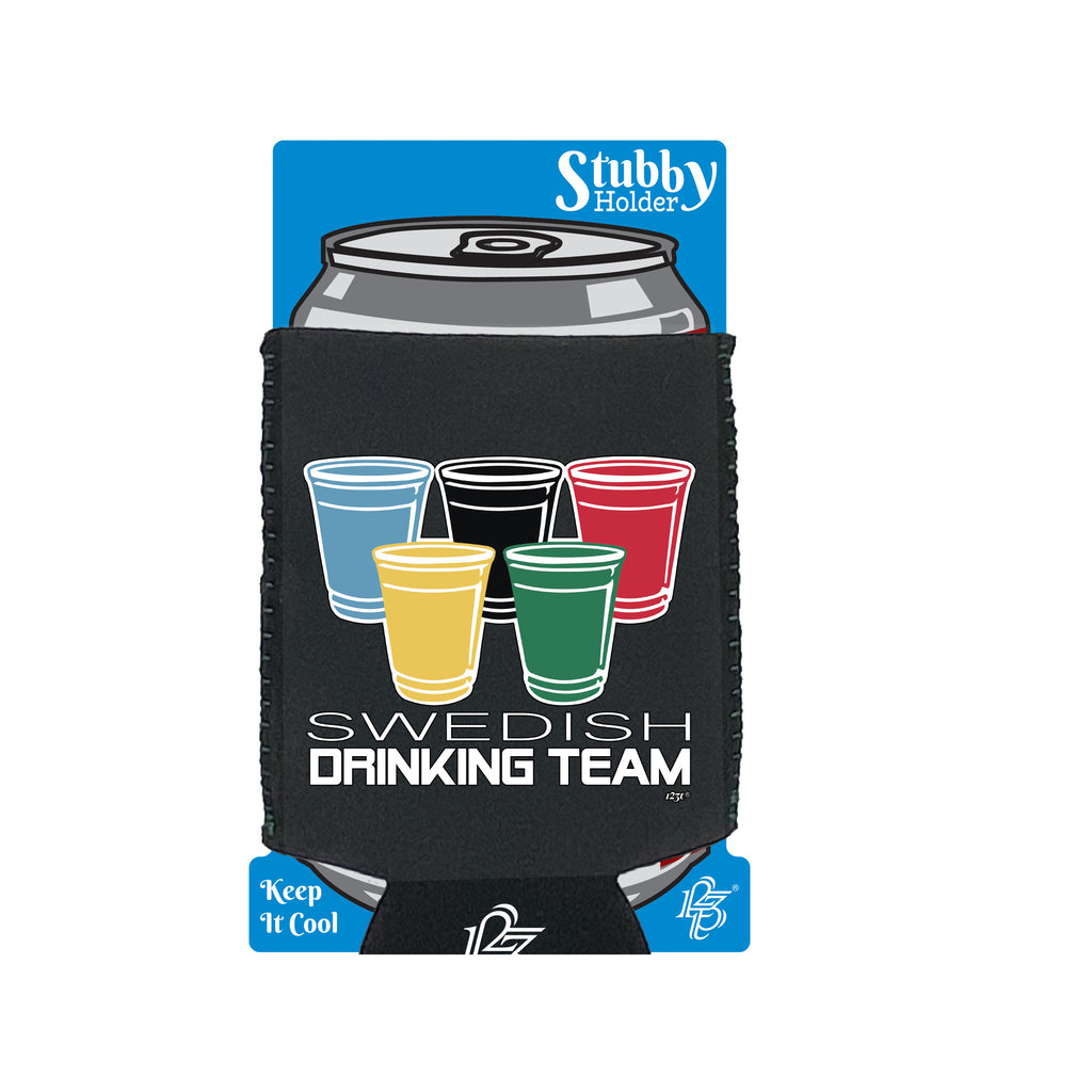 Swedish Drinking Team Glasses - Funny Stubby Holder With Base