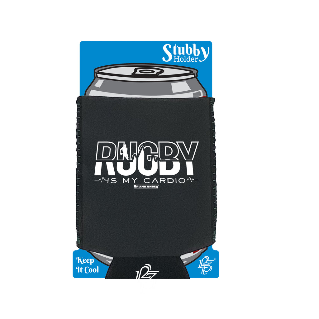 Uau Rugby Is My Cardio - Funny Stubby Holder With Base