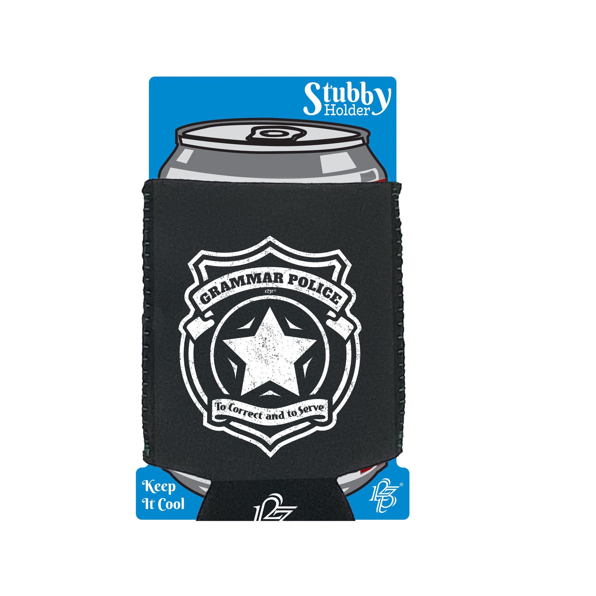 Grammer Police - Funny Stubby Holder With Base