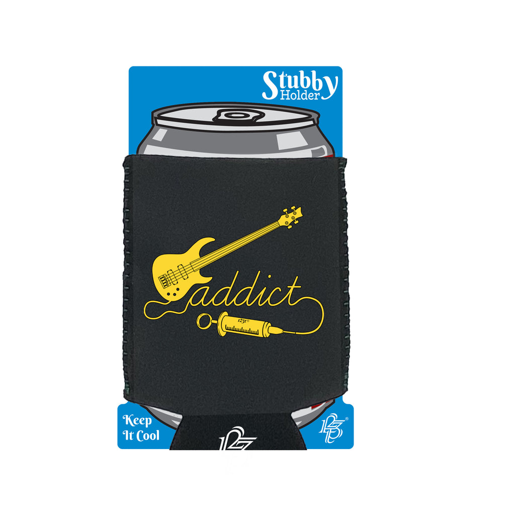 Bass Guitar Addict Music - Funny Stubby Holder With Base