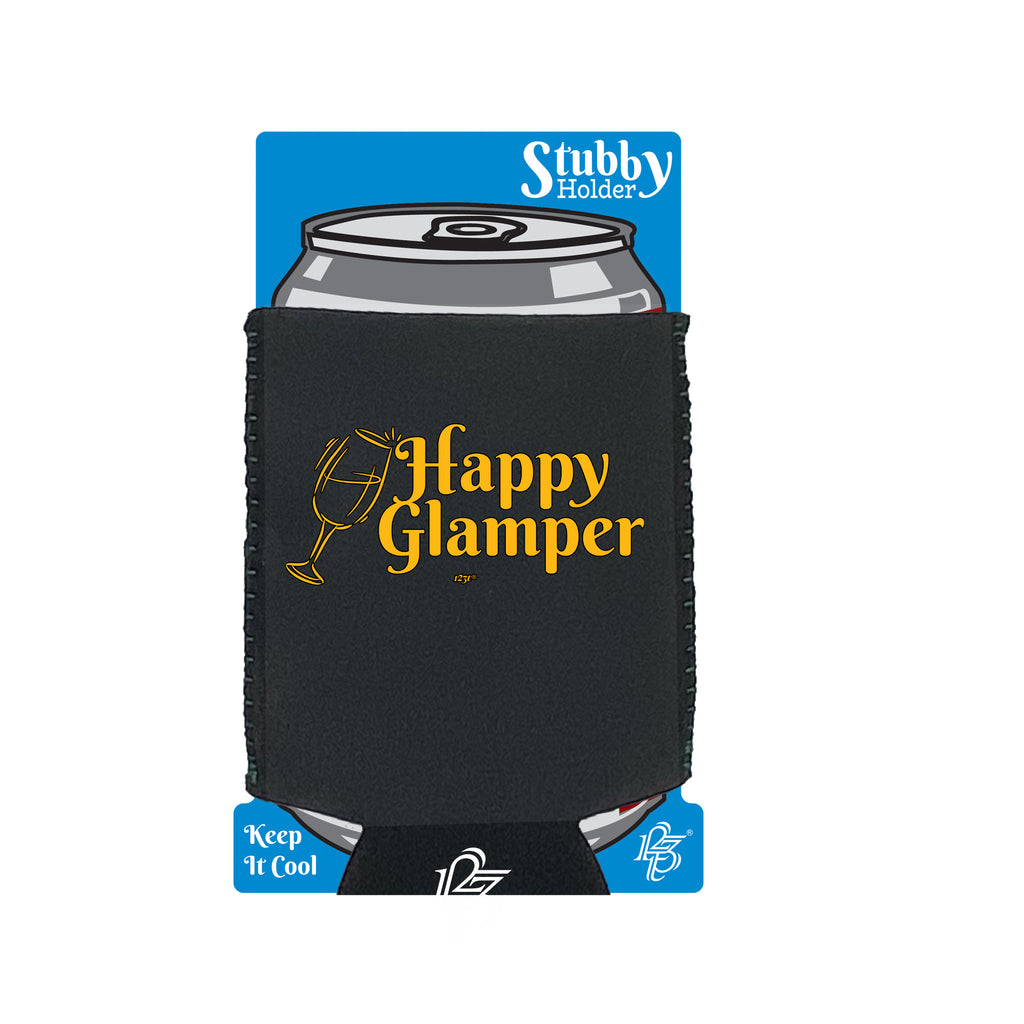 Happy Glamper Camping - Funny Stubby Holder With Base
