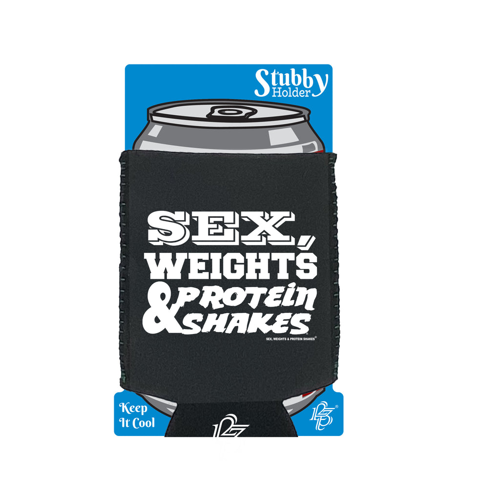 Swps Sex Weights Protein Shakes D1 White - Funny Stubby Holder With Base