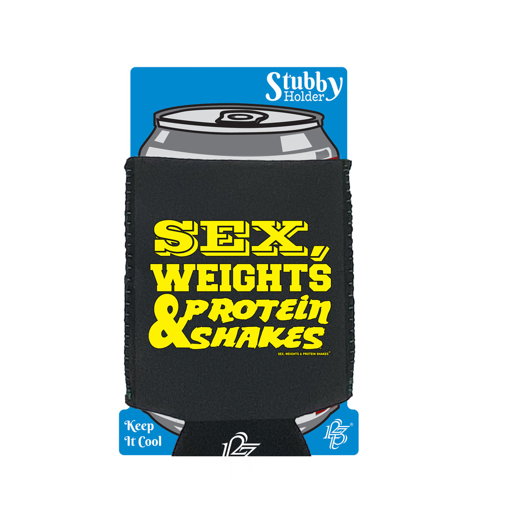 Swps Sex Weights Protein Shakes D1 Yellow - Funny Stubby Holder With Base