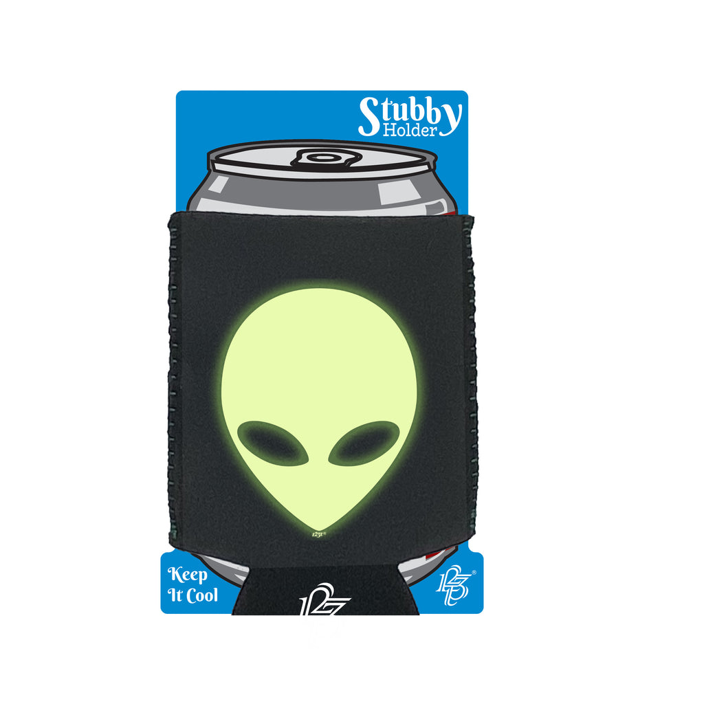 Alien Head Glow In The Dark - Funny Stubby Holder With Base