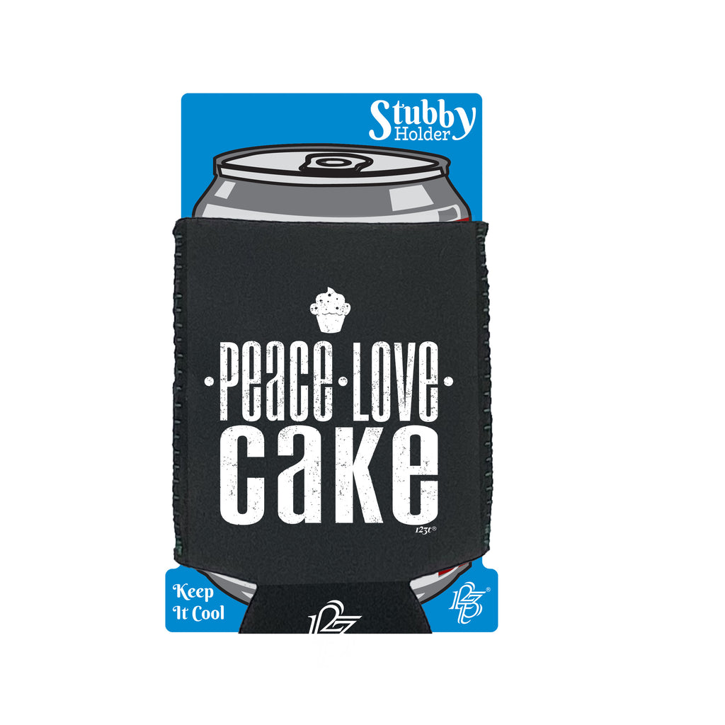 Peace Love Cake - Funny Stubby Holder With Base