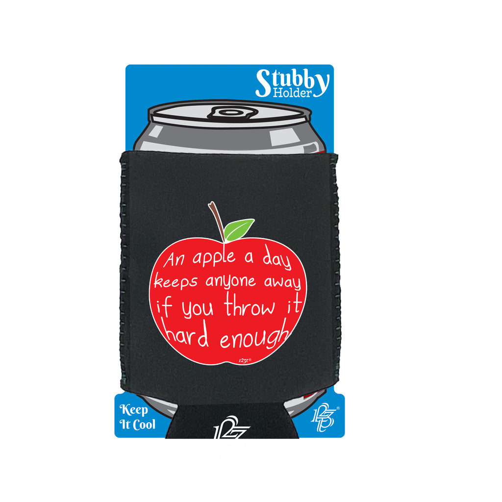 An Apple A Day Keeps Anyone Away - Funny Stubby Holder With Base