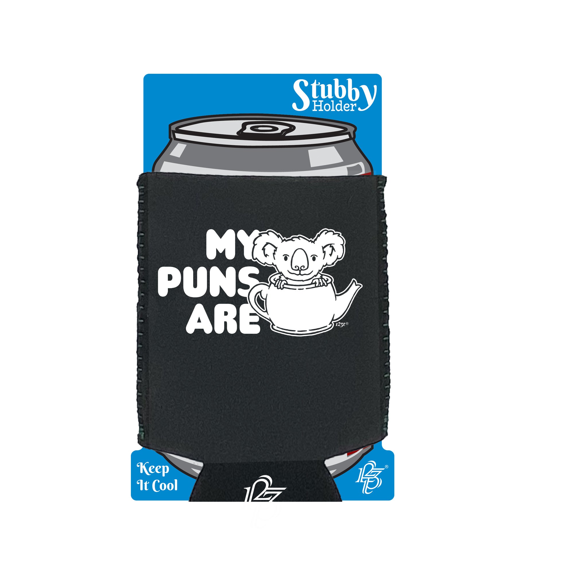 My Puns Are Koala Tea - Funny Stubby Holder With Base