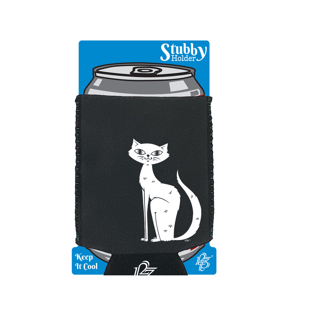 Cat Sitting - Funny Stubby Holder With Base