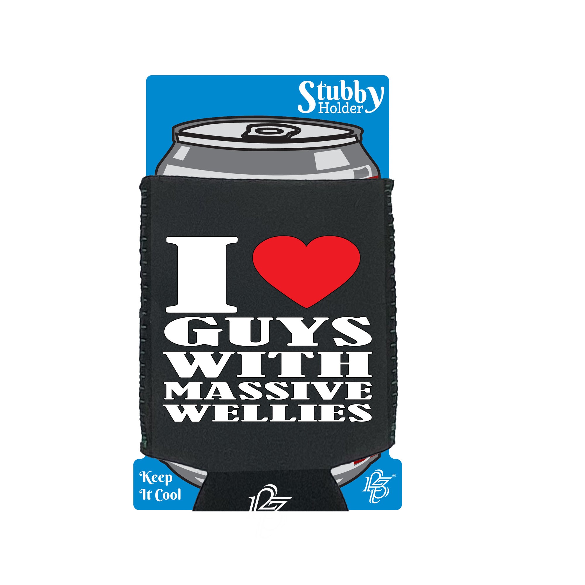 Love Heart Guys With Massive Wellies - Funny Stubby Holder With Base