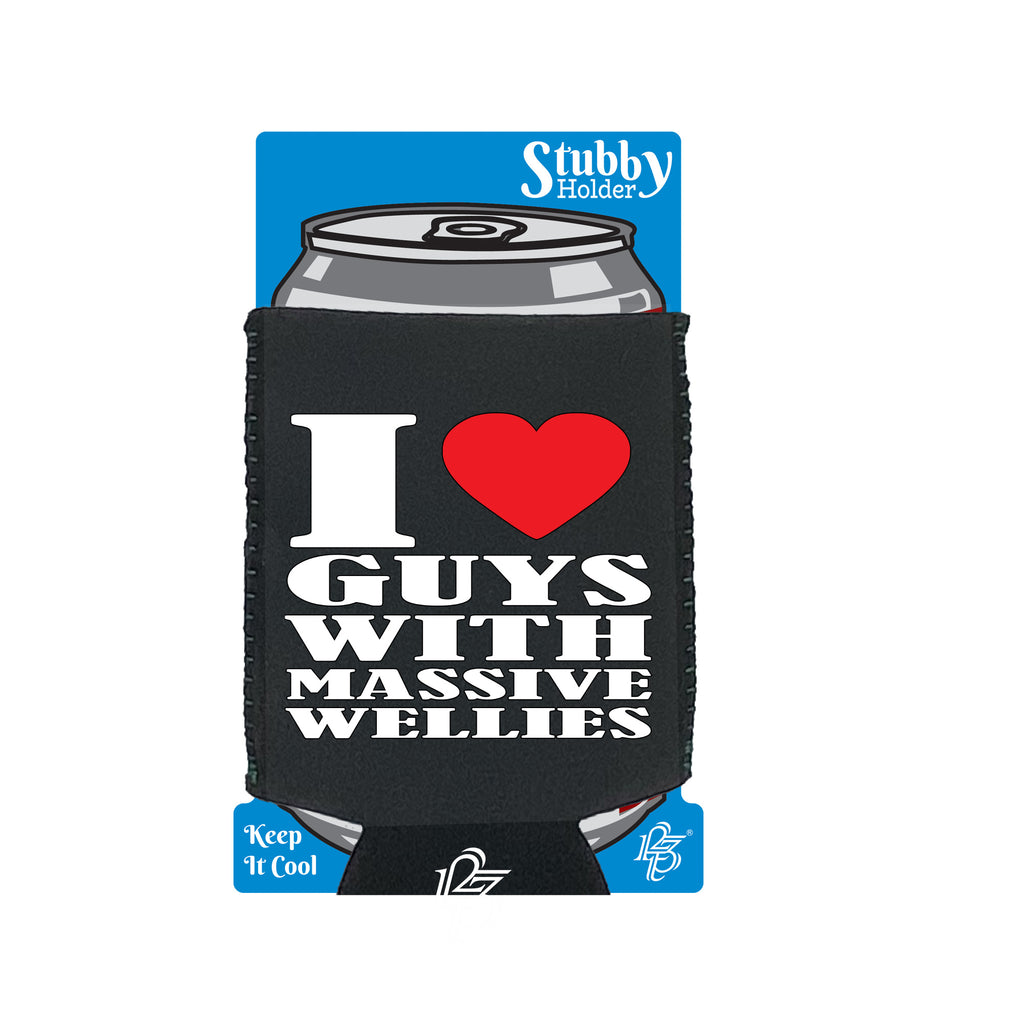 Love Heart Guys With Massive Wellies - Funny Stubby Holder With Base