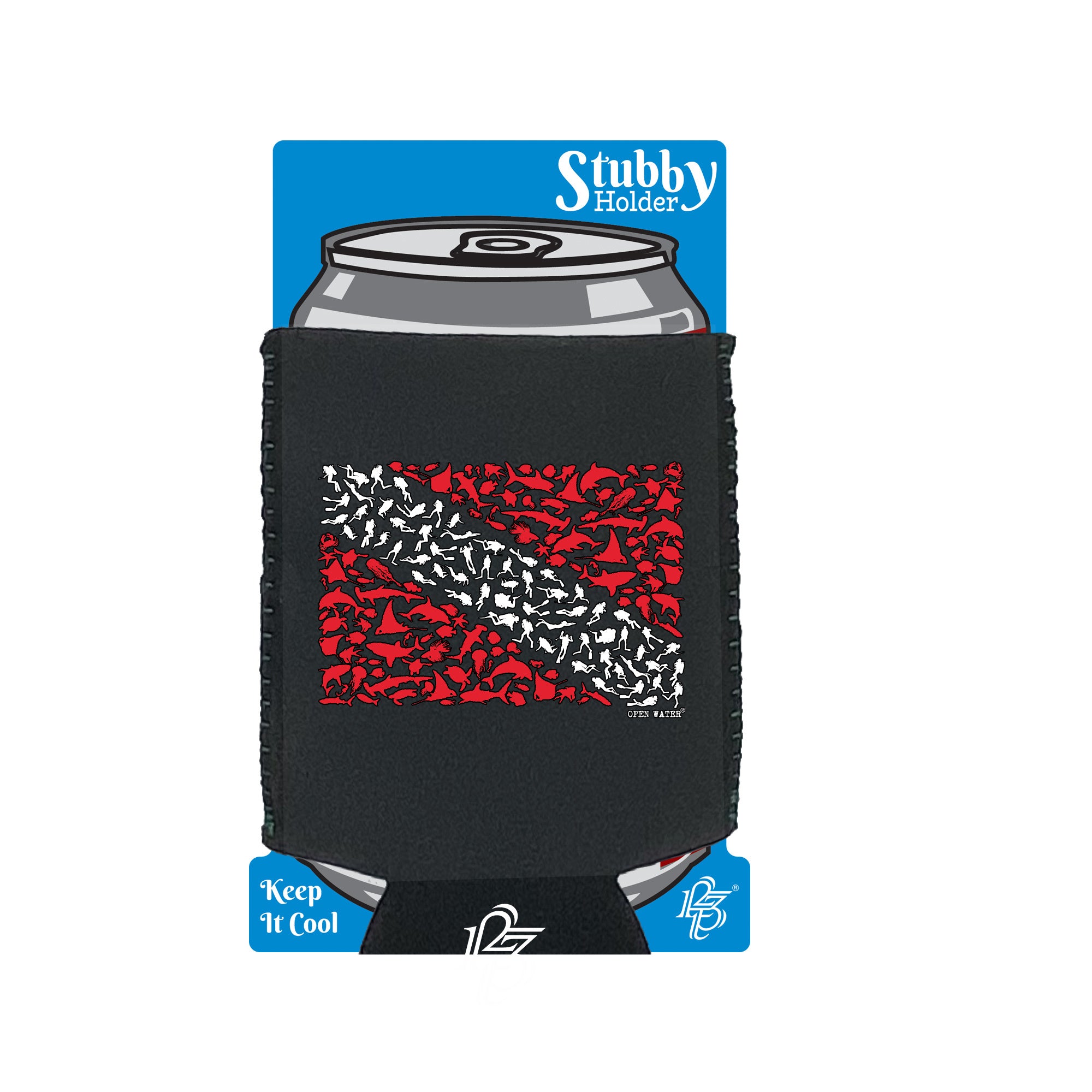 Ow Diving Flag Divers - Funny Stubby Holder With Base