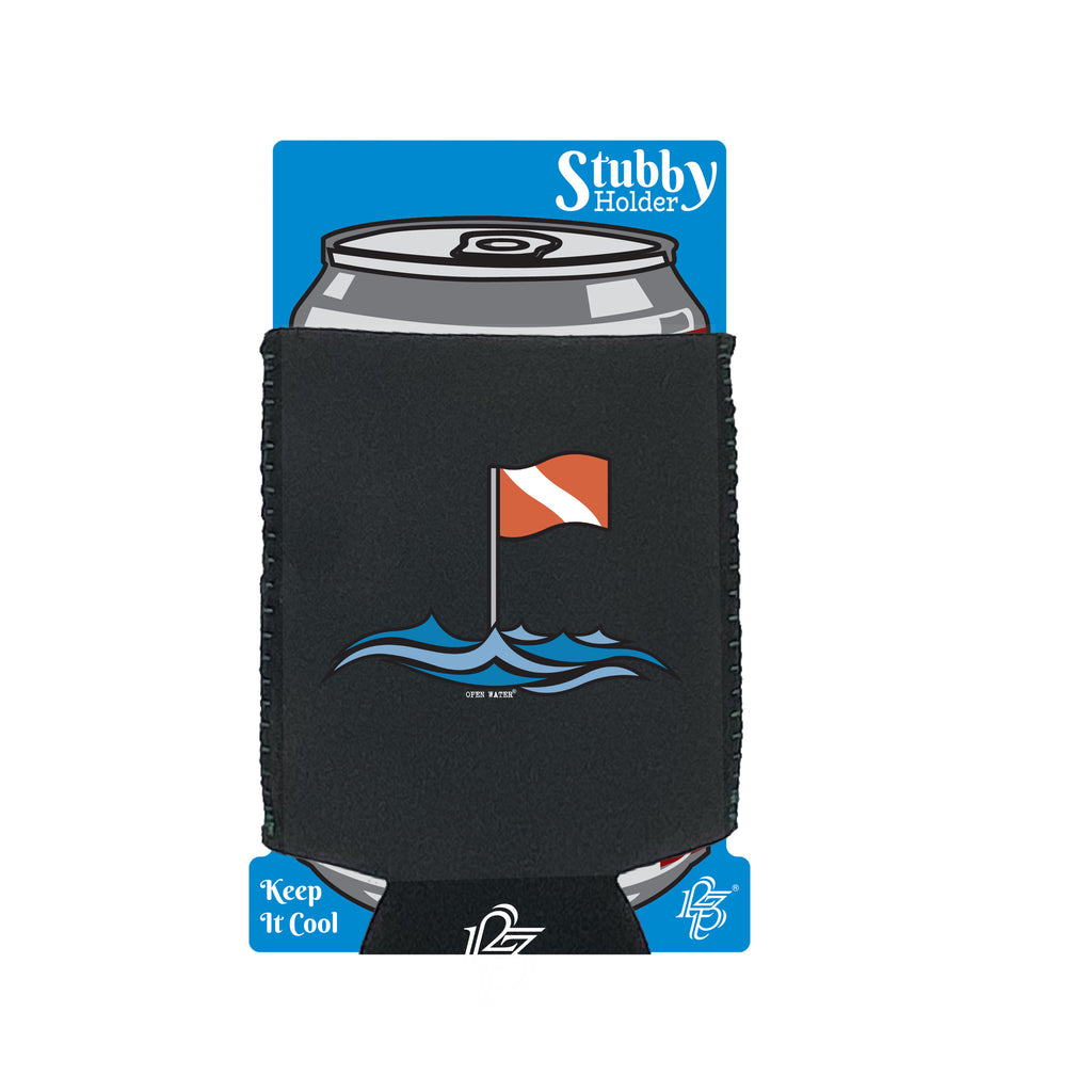 Ow Diving Flag Waves - Funny Stubby Holder With Base