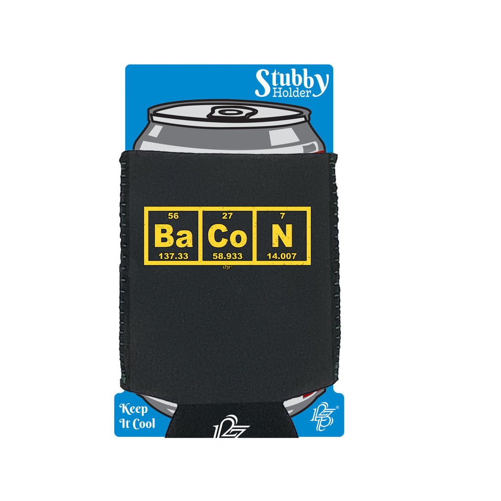 Bacon Periodic - Funny Stubby Holder With Base