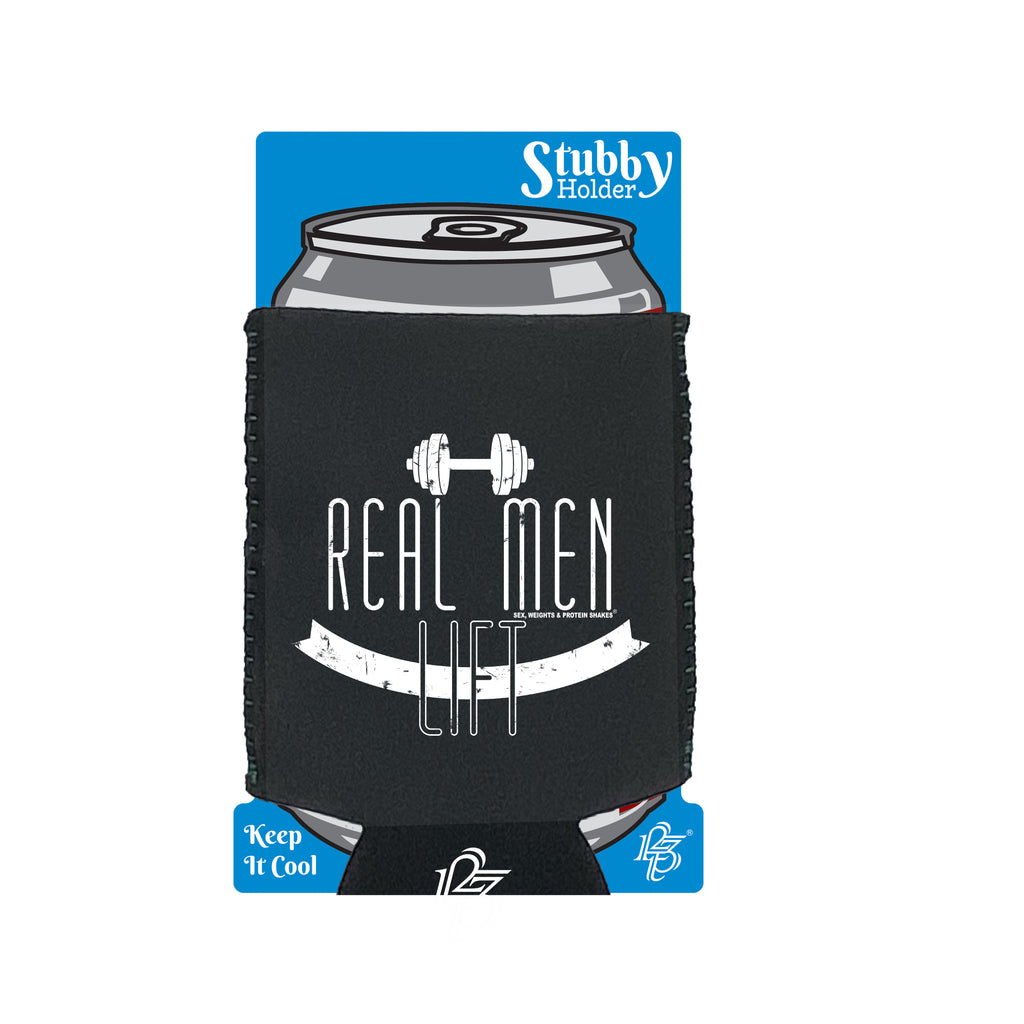 Swps Real Men Lift - Funny Stubby Holder With Base