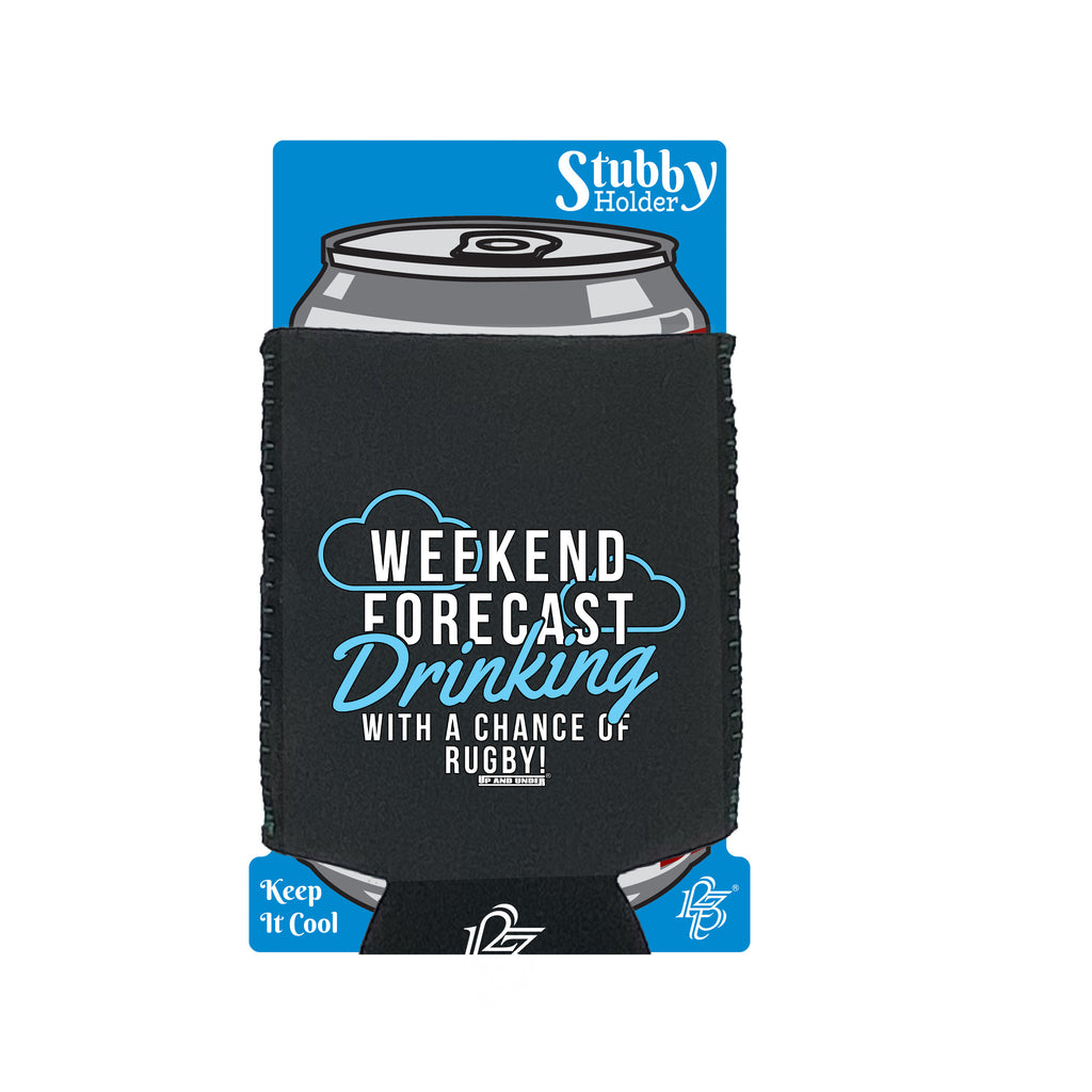 Uau Weekend Forecast Rugby - Funny Stubby Holder With Base