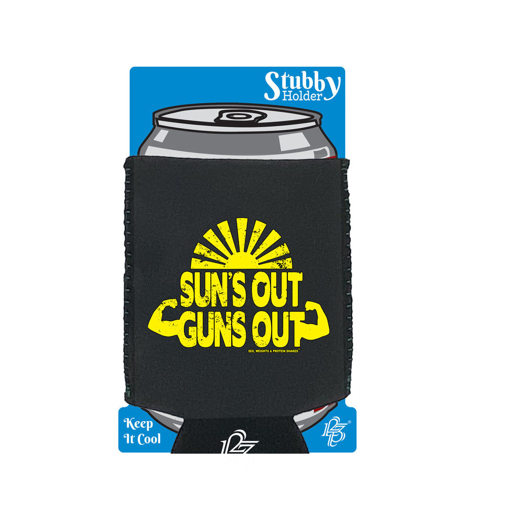 Swps Suns Out Guns Out - Funny Stubby Holder With Base