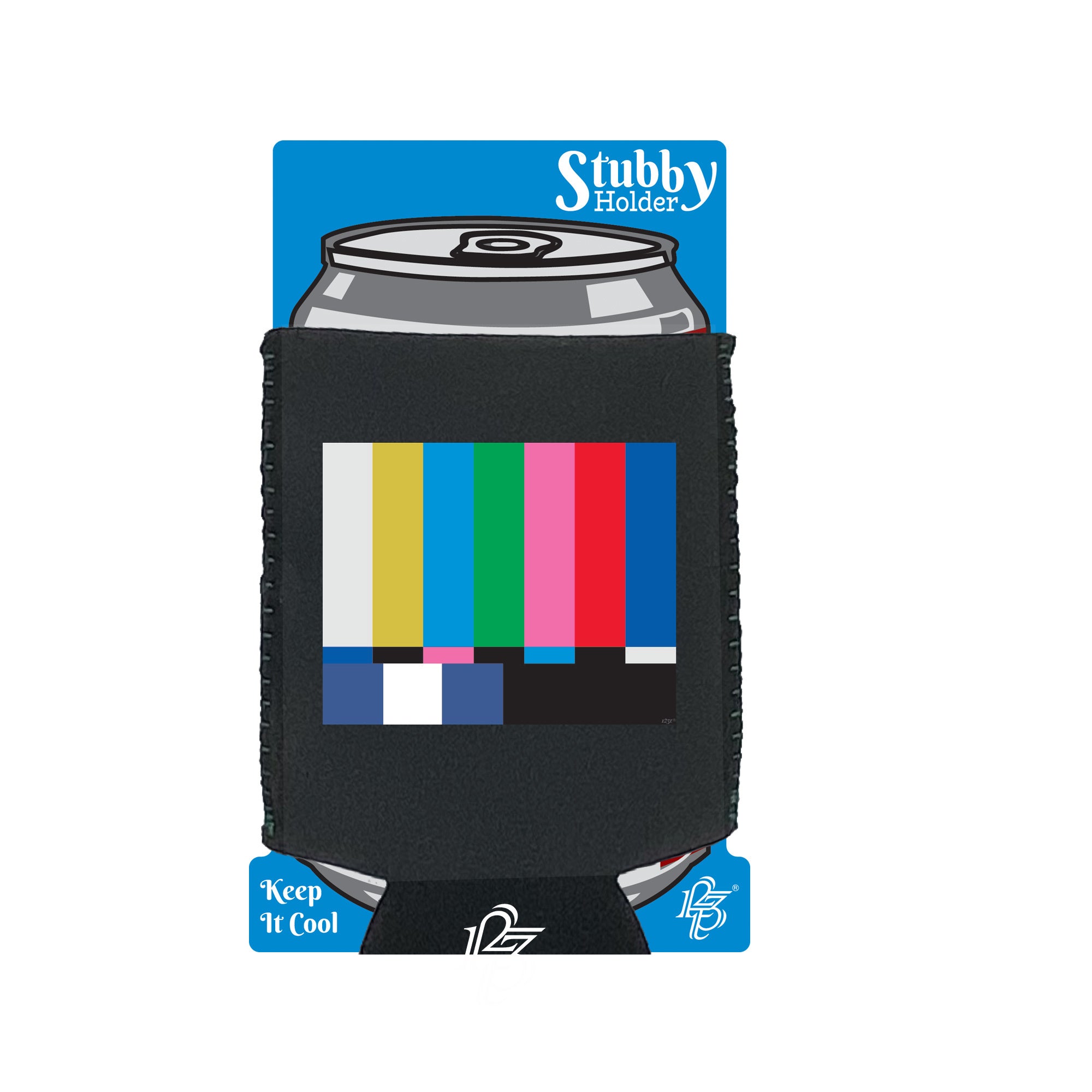 Tv Colour Test Screen - Funny Stubby Holder With Base