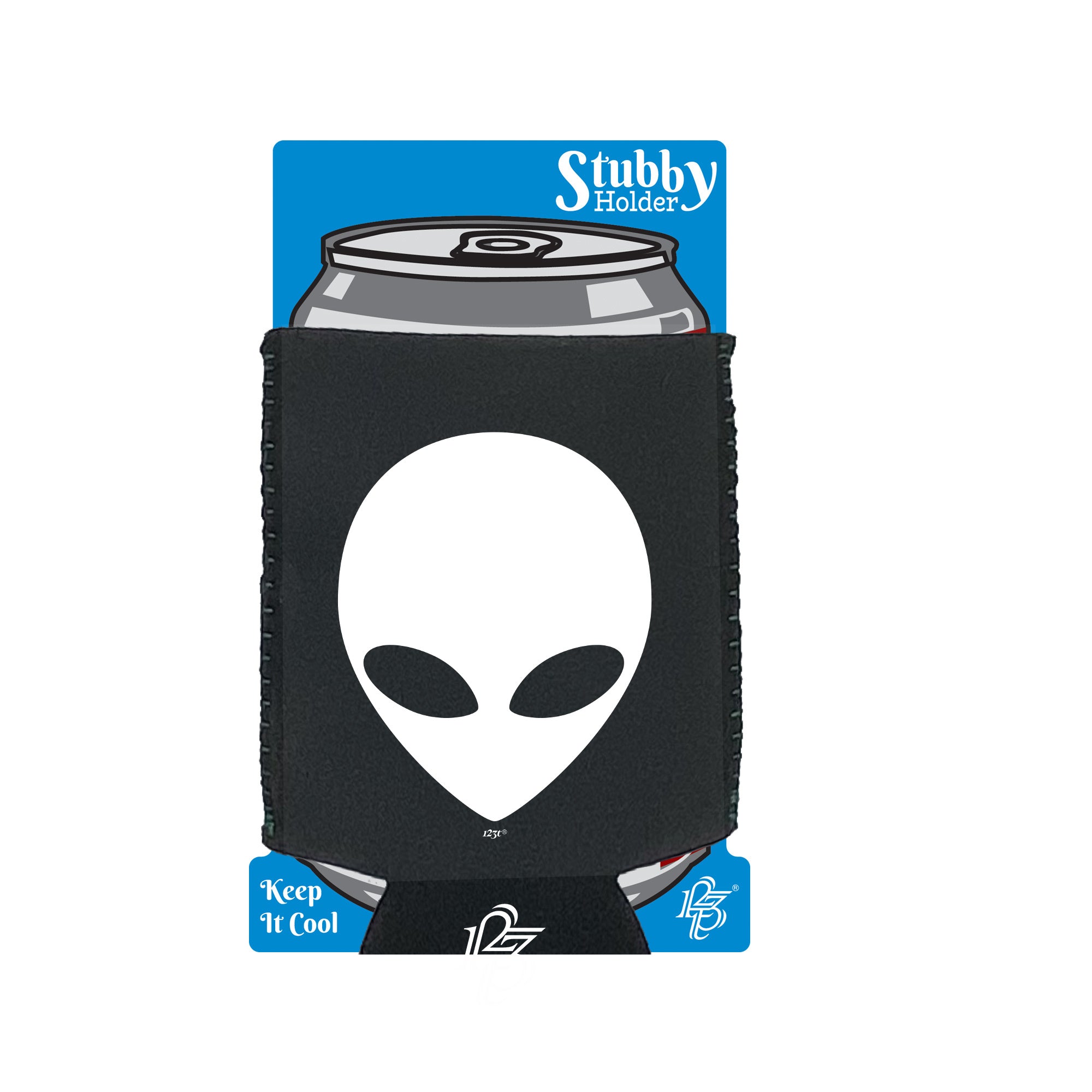 Alien Head White - Funny Stubby Holder With Base