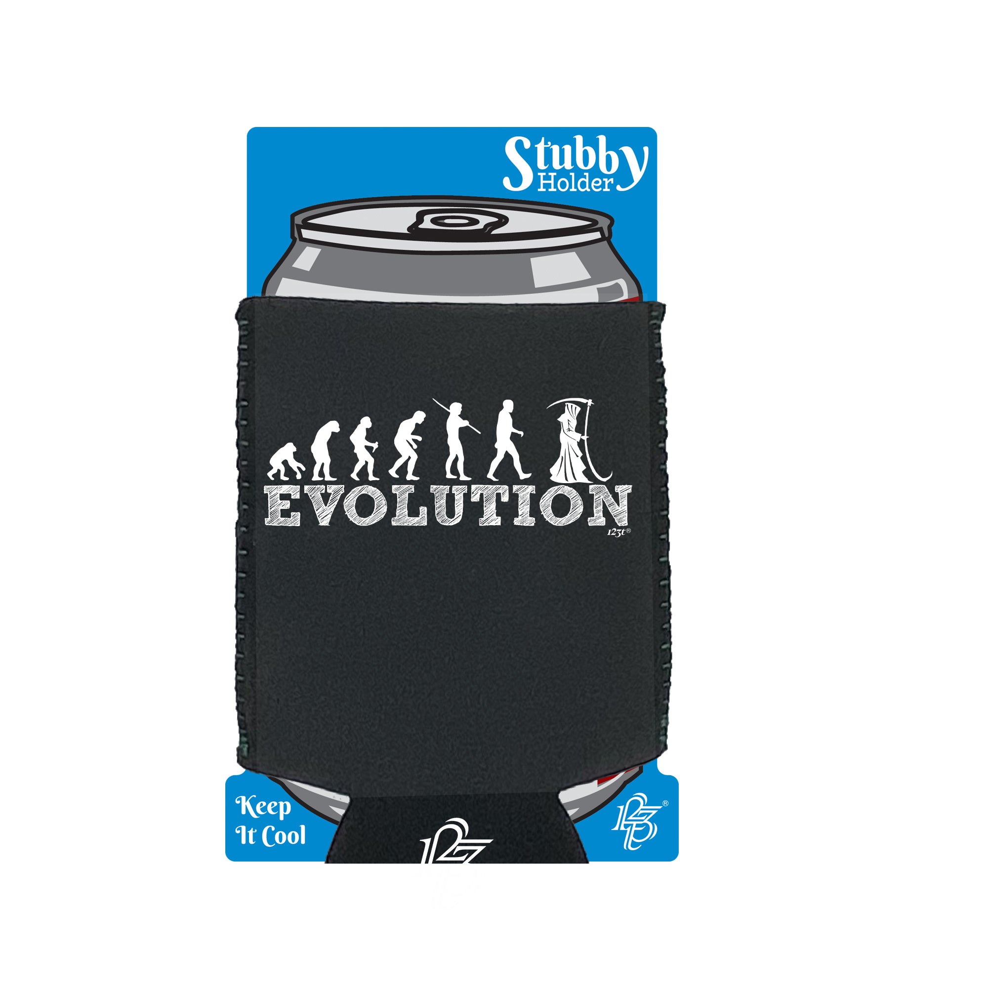 Evolution Reaper - Funny Stubby Holder With Base