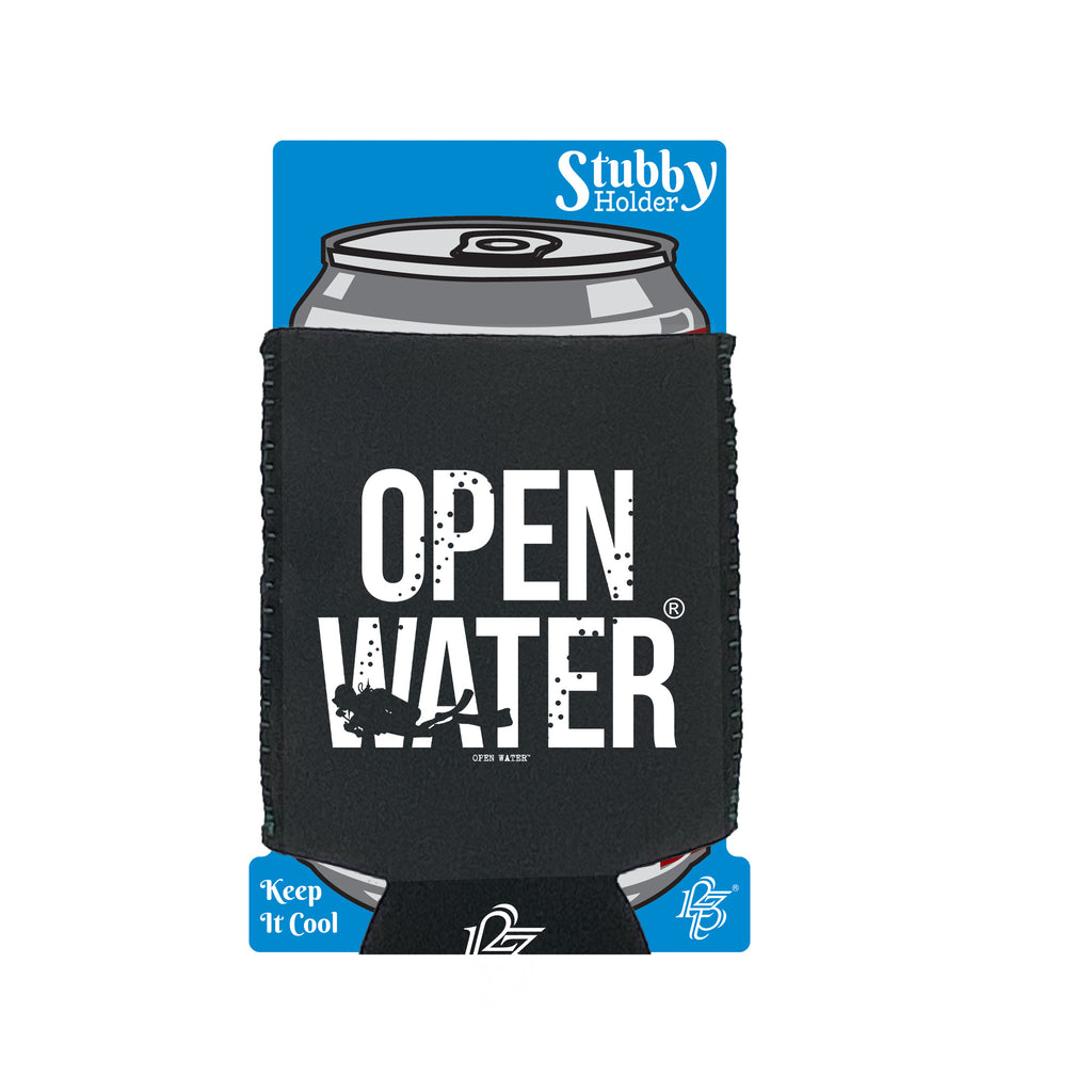Ow Open Water Big - Funny Stubby Holder With Base