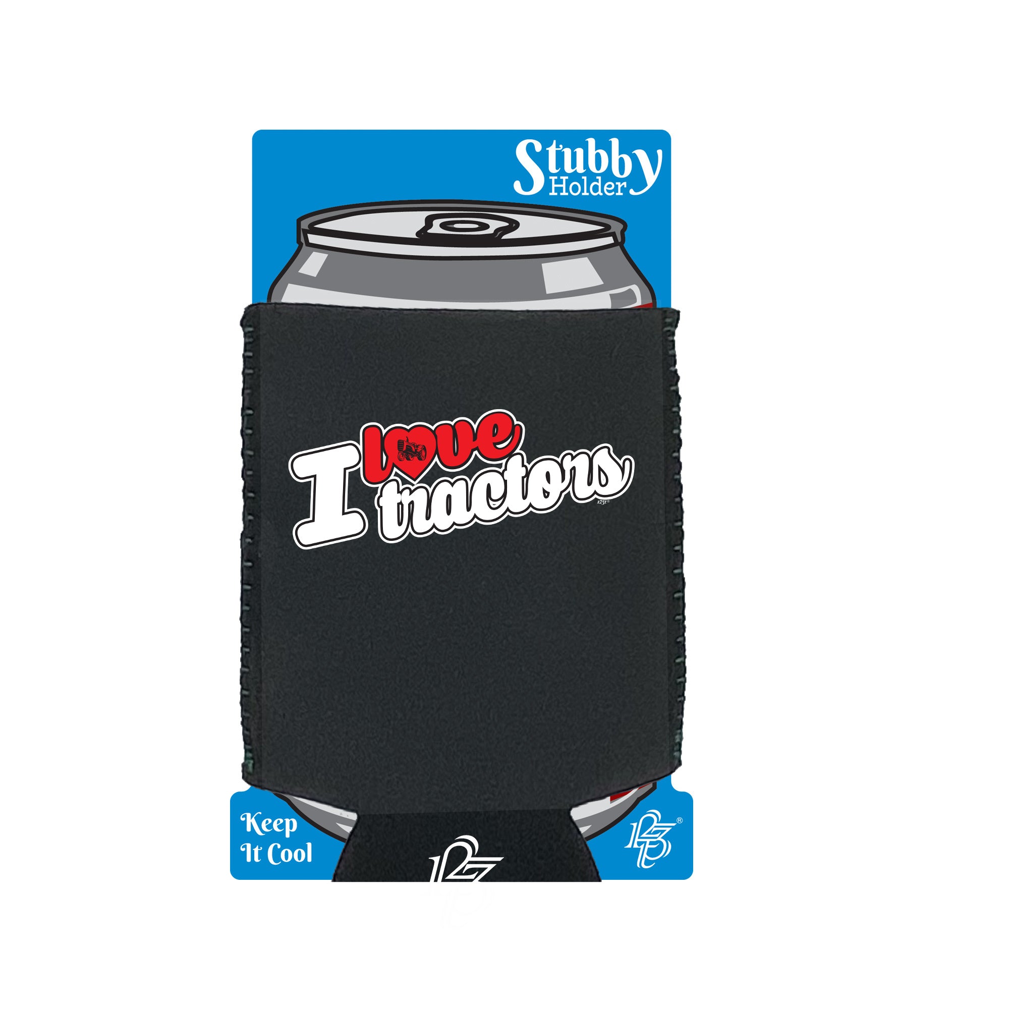 Love Tractors Stencil - Funny Stubby Holder With Base