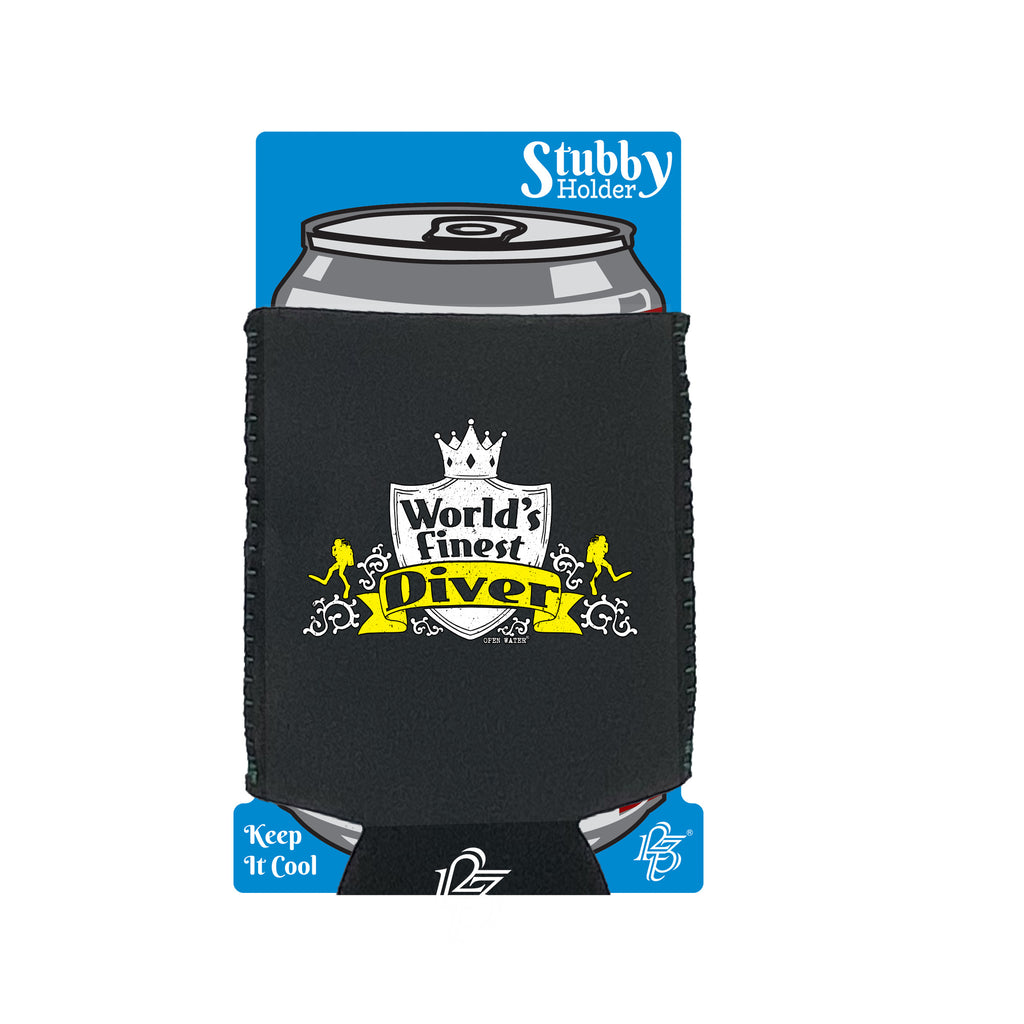 Ow Worlds Finest Diver - Funny Stubby Holder With Base