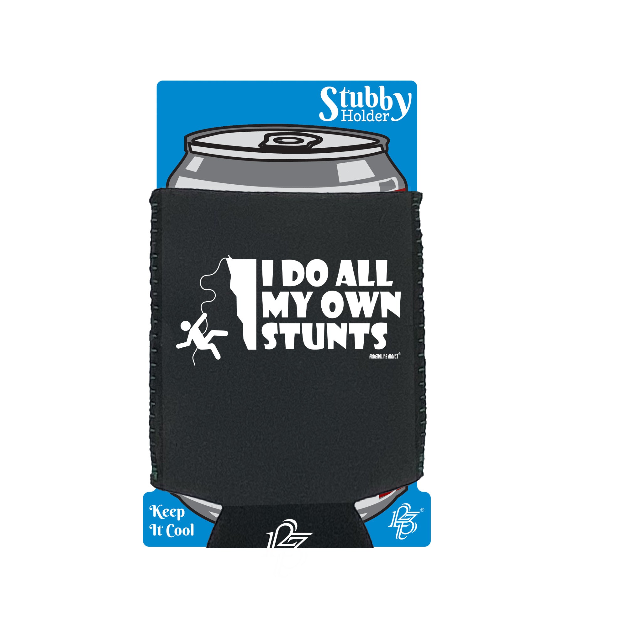 Aa I Do All My Stunts Climbing - Funny Stubby Holder With Base