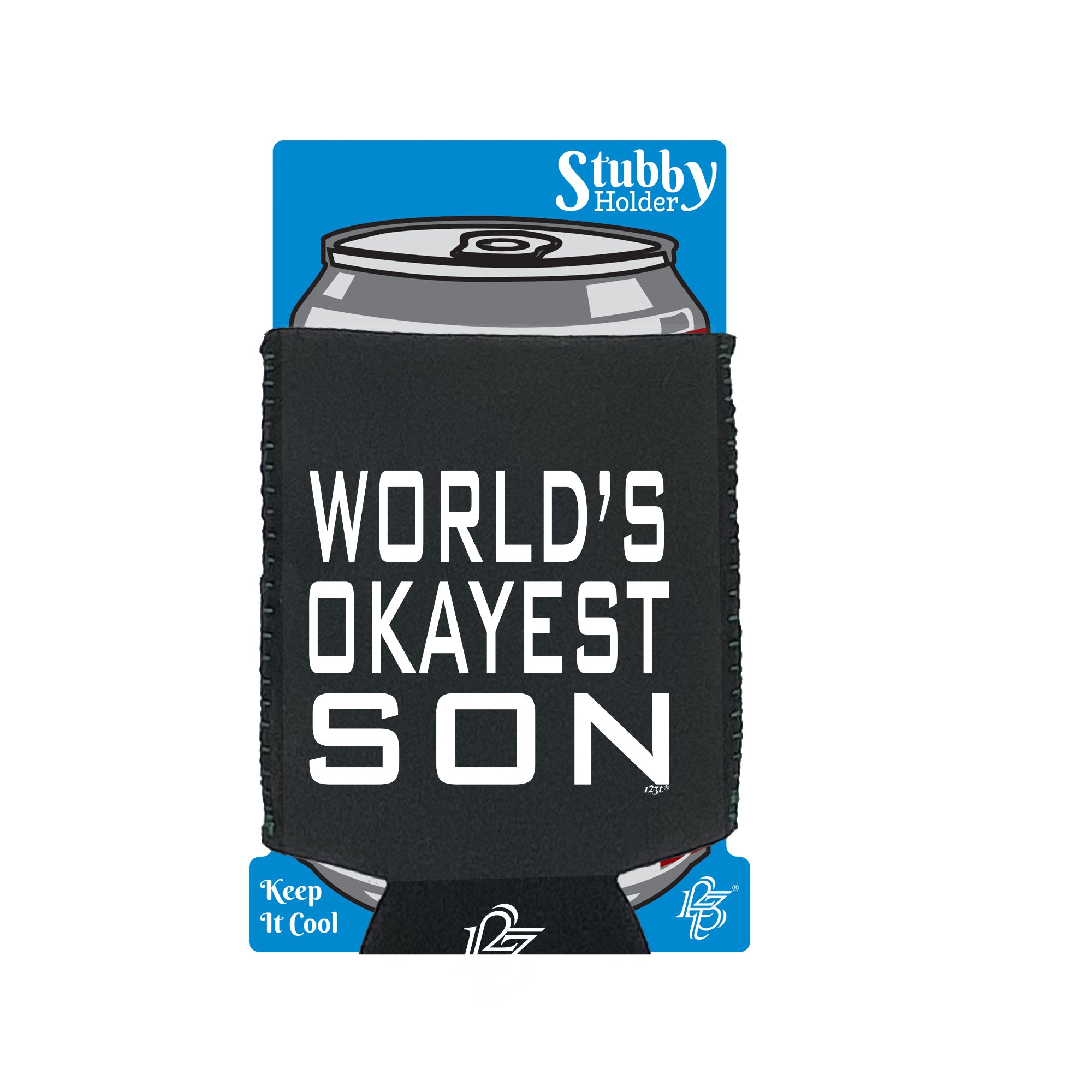 Worlds Okayest Son - Funny Stubby Holder With Base