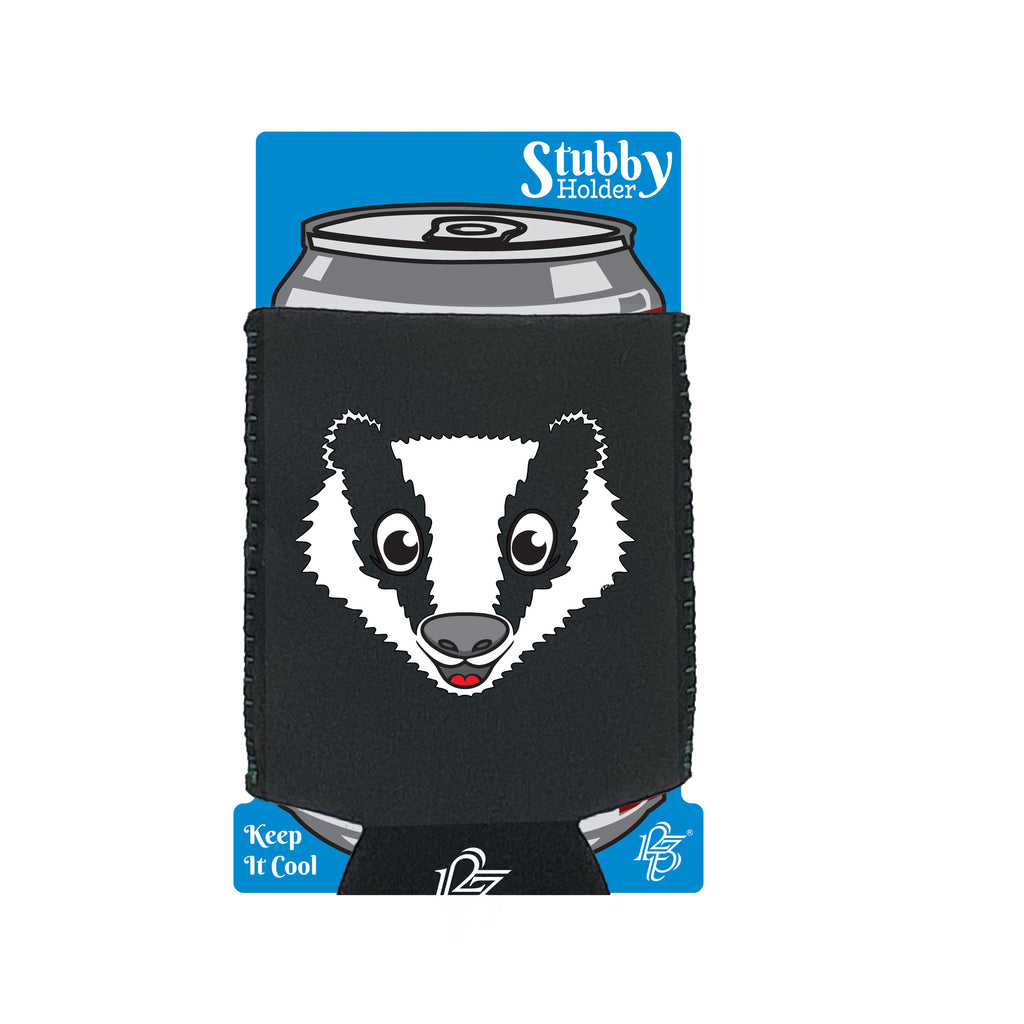 Badger Animal Face Ani Mates - Funny Stubby Holder With Base