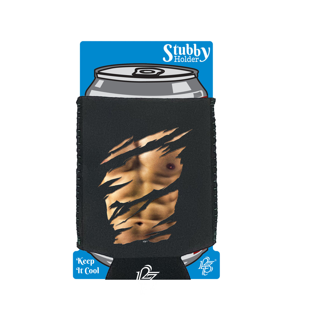 Ripped Six Pack - Funny Stubby Holder With Base