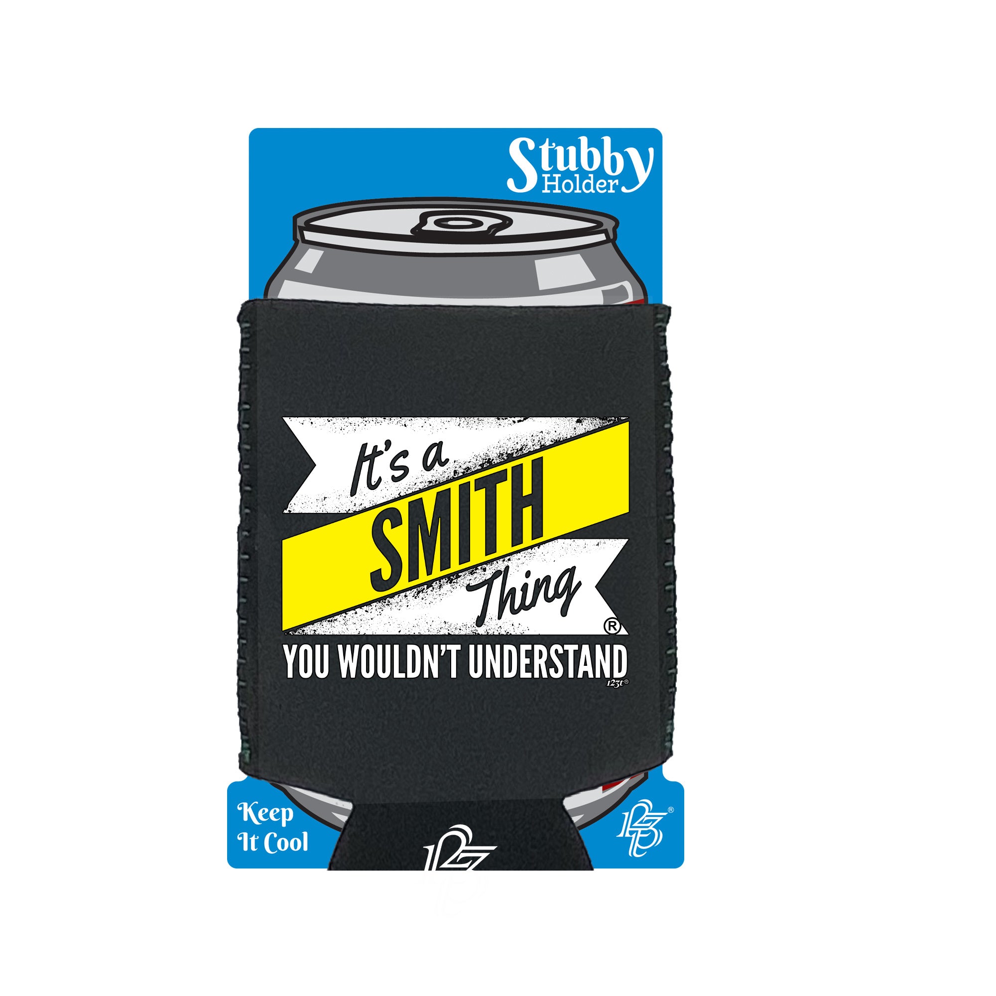 Smith V2 Surname Thing - Funny Stubby Holder With Base