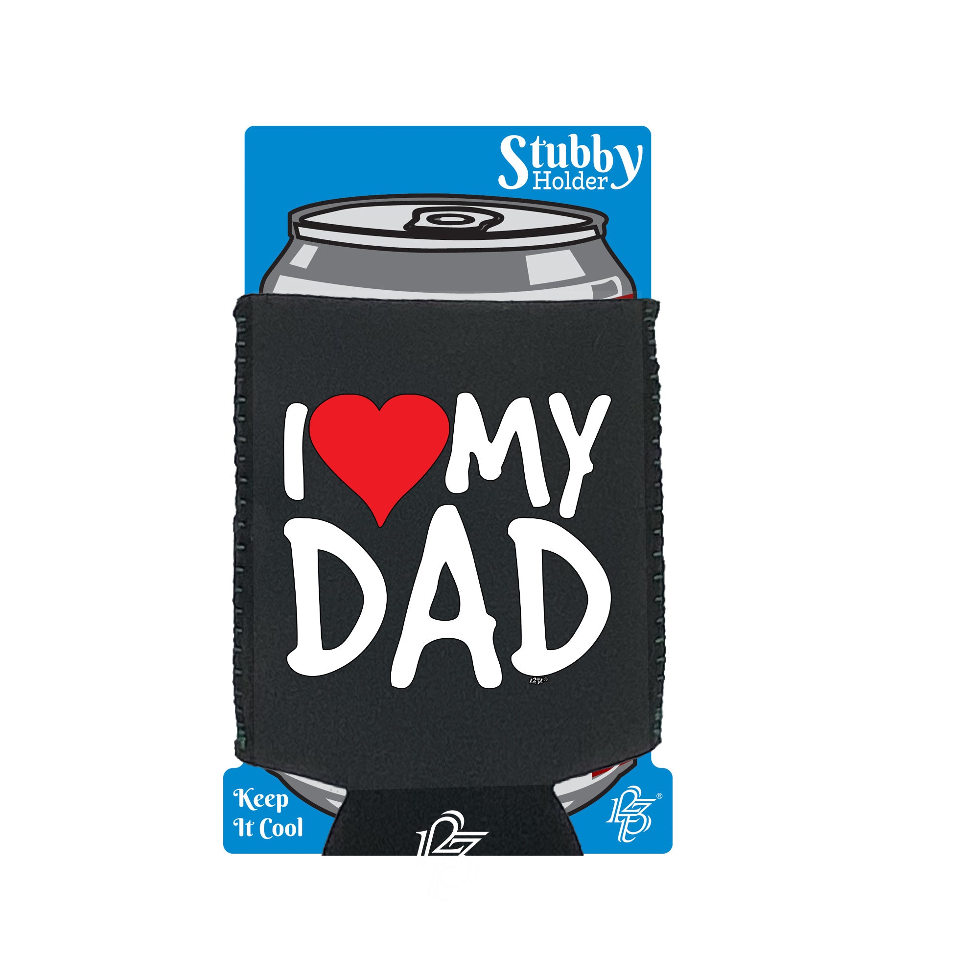 Love Dad Red Heart - Funny Stubby Holder With Base