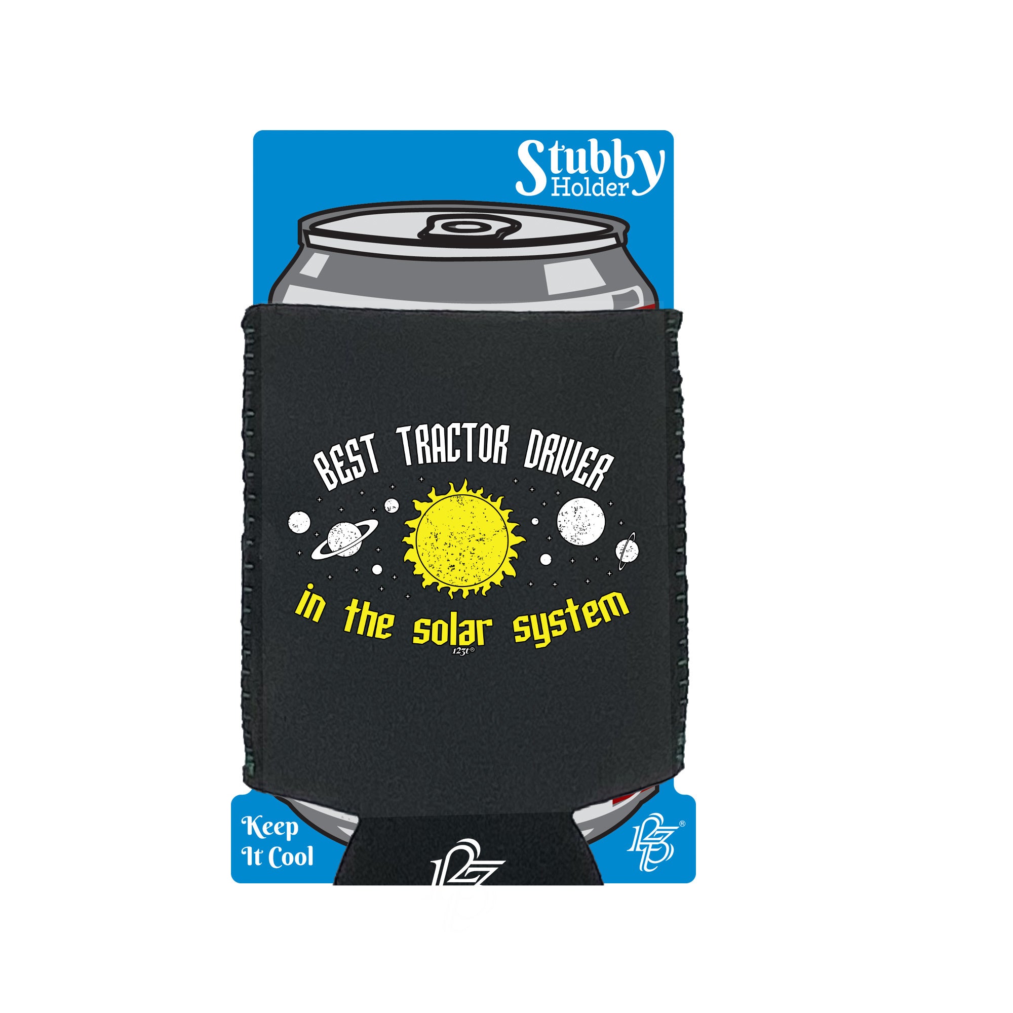 Best Tractor Driver Solar System - Funny Stubby Holder With Base