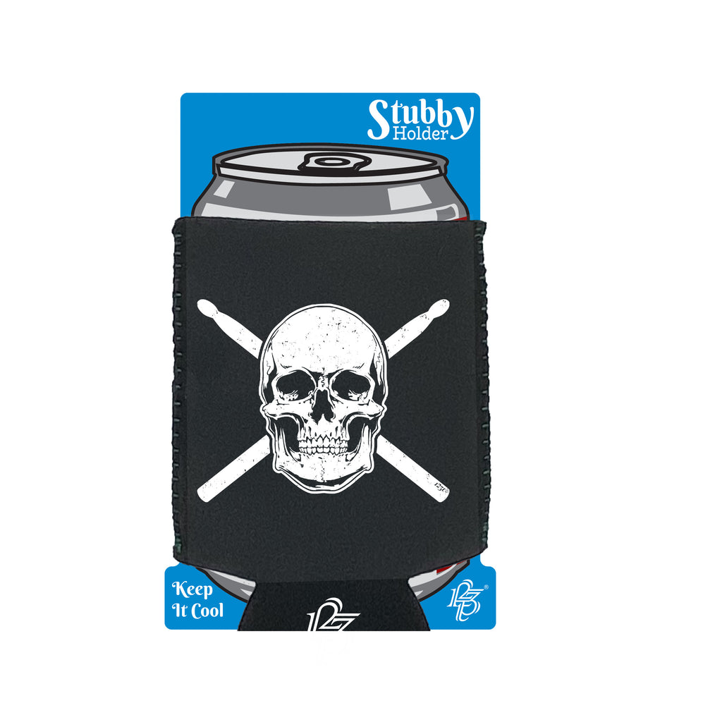 Skull Drumsticks Drums Music - Funny Stubby Holder With Base
