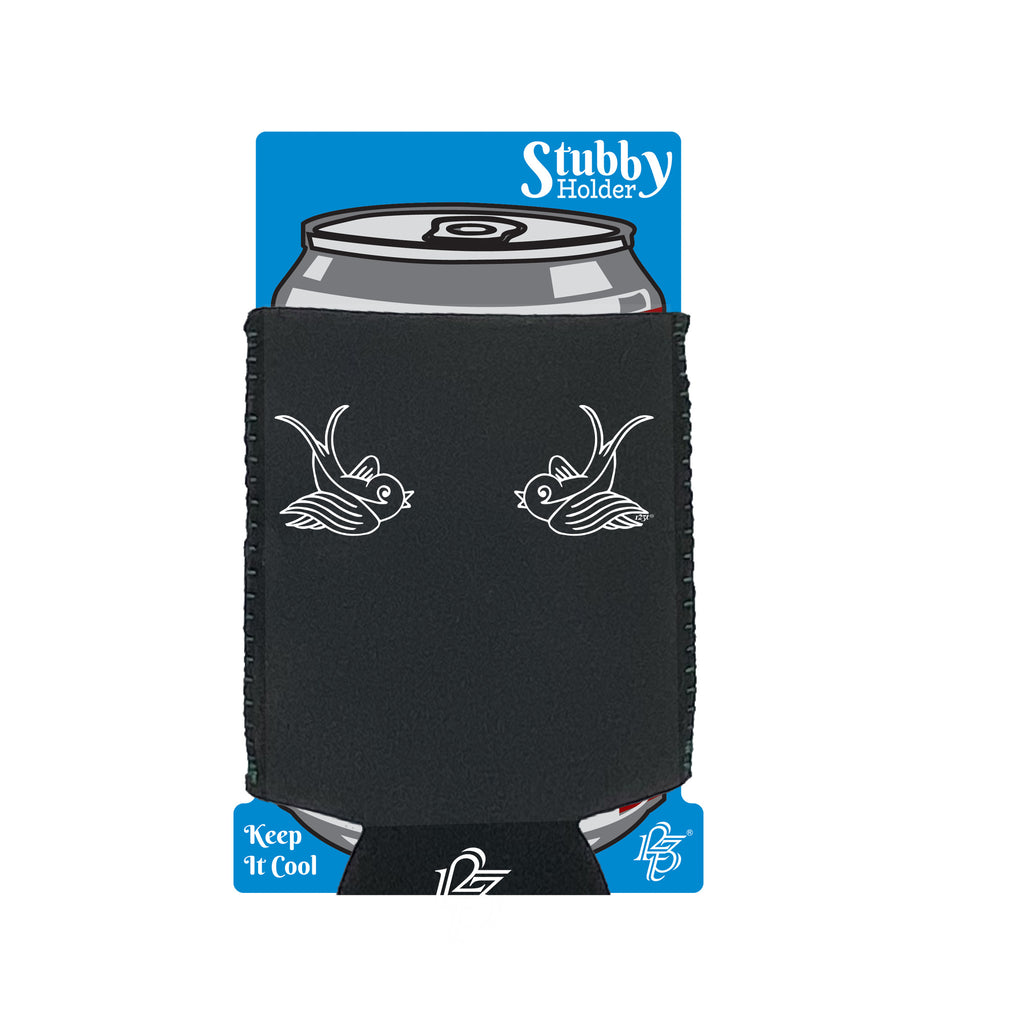 Bird Tattoo Swallows - Funny Stubby Holder With Base
