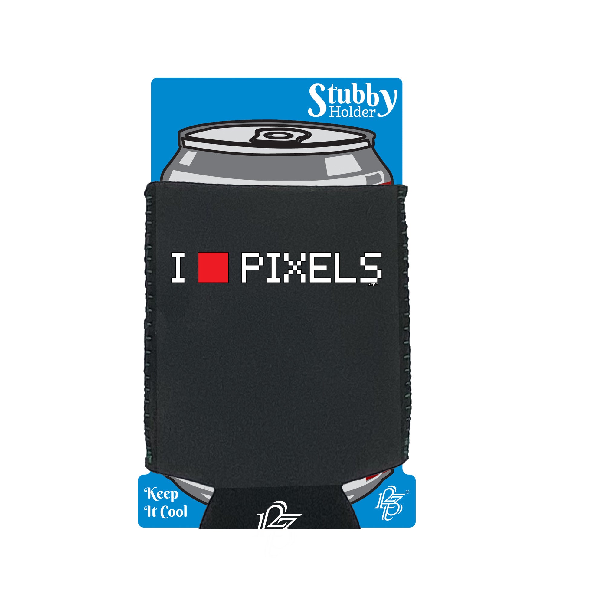 Love Pixels - Funny Stubby Holder With Base