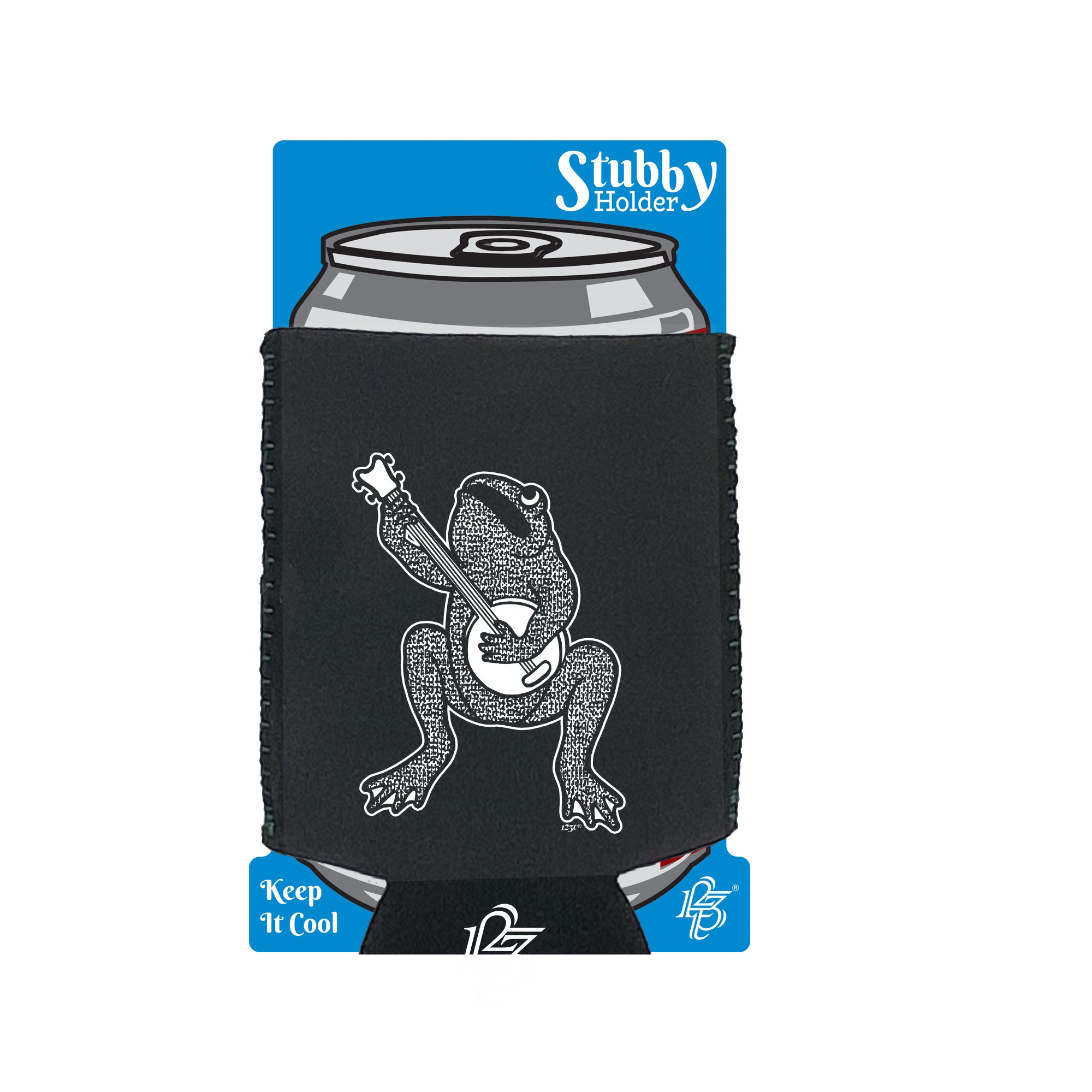 Toad Plaing Banjo Frog - Funny Stubby Holder With Base