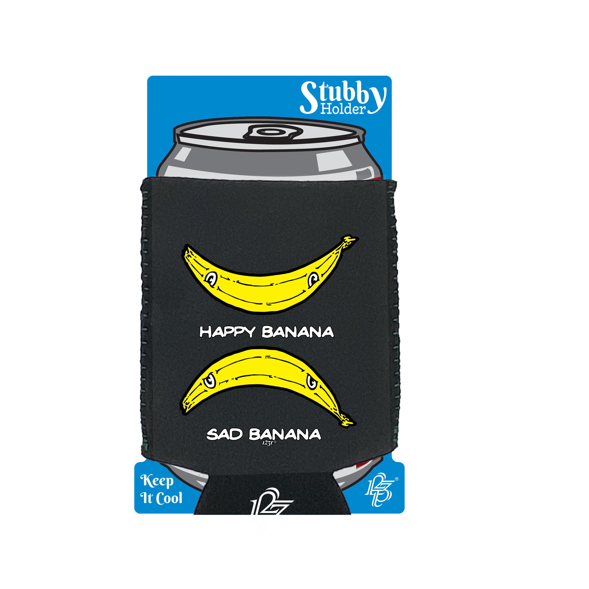Happy Banana Sad Banana - Funny Stubby Holder With Base
