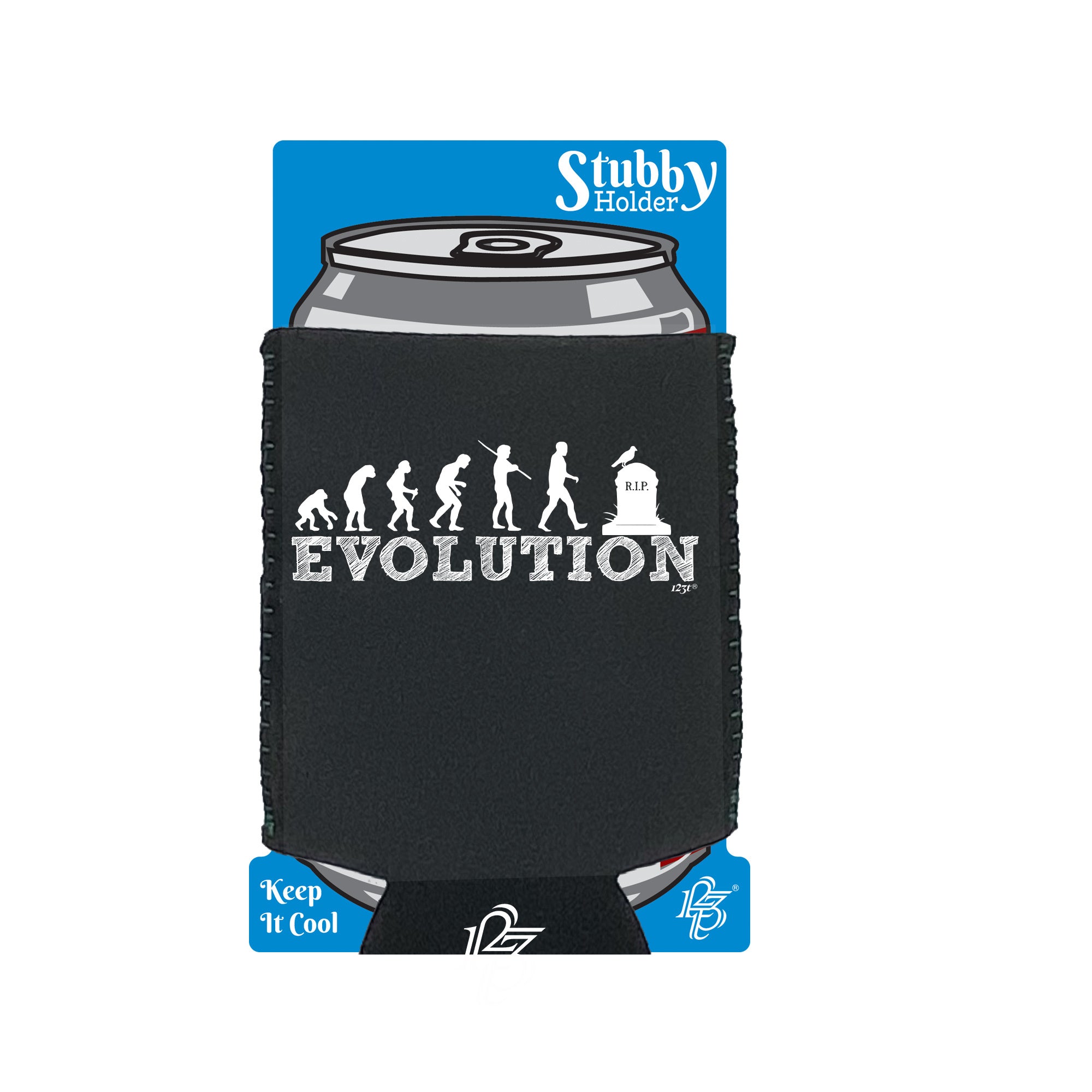 Evolution Grave - Funny Stubby Holder With Base