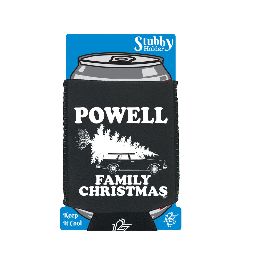 Family Christmas Powell - Funny Stubby Holder With Base