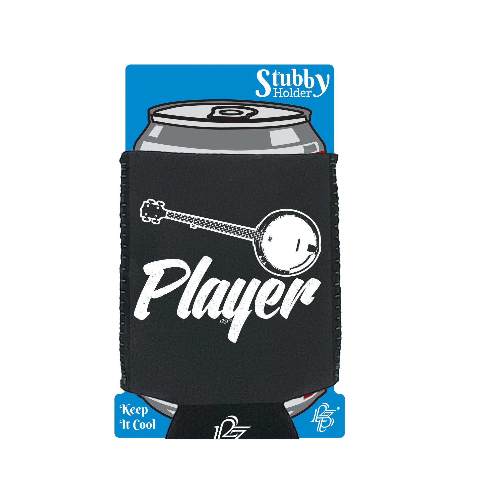 Banjo Player Music - Funny Stubby Holder With Base