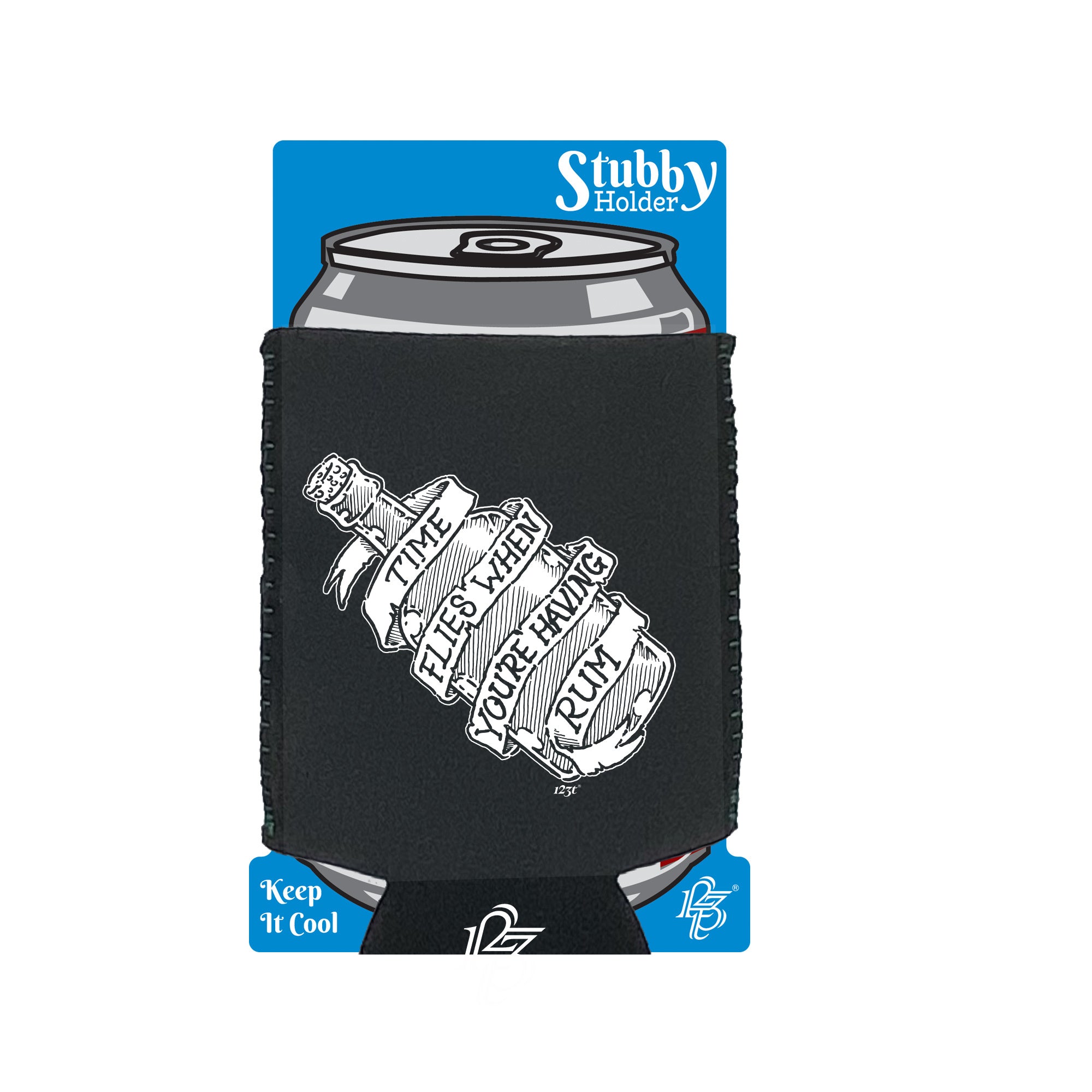 Time Flies When Your Having Rum - Funny Stubby Holder With Base