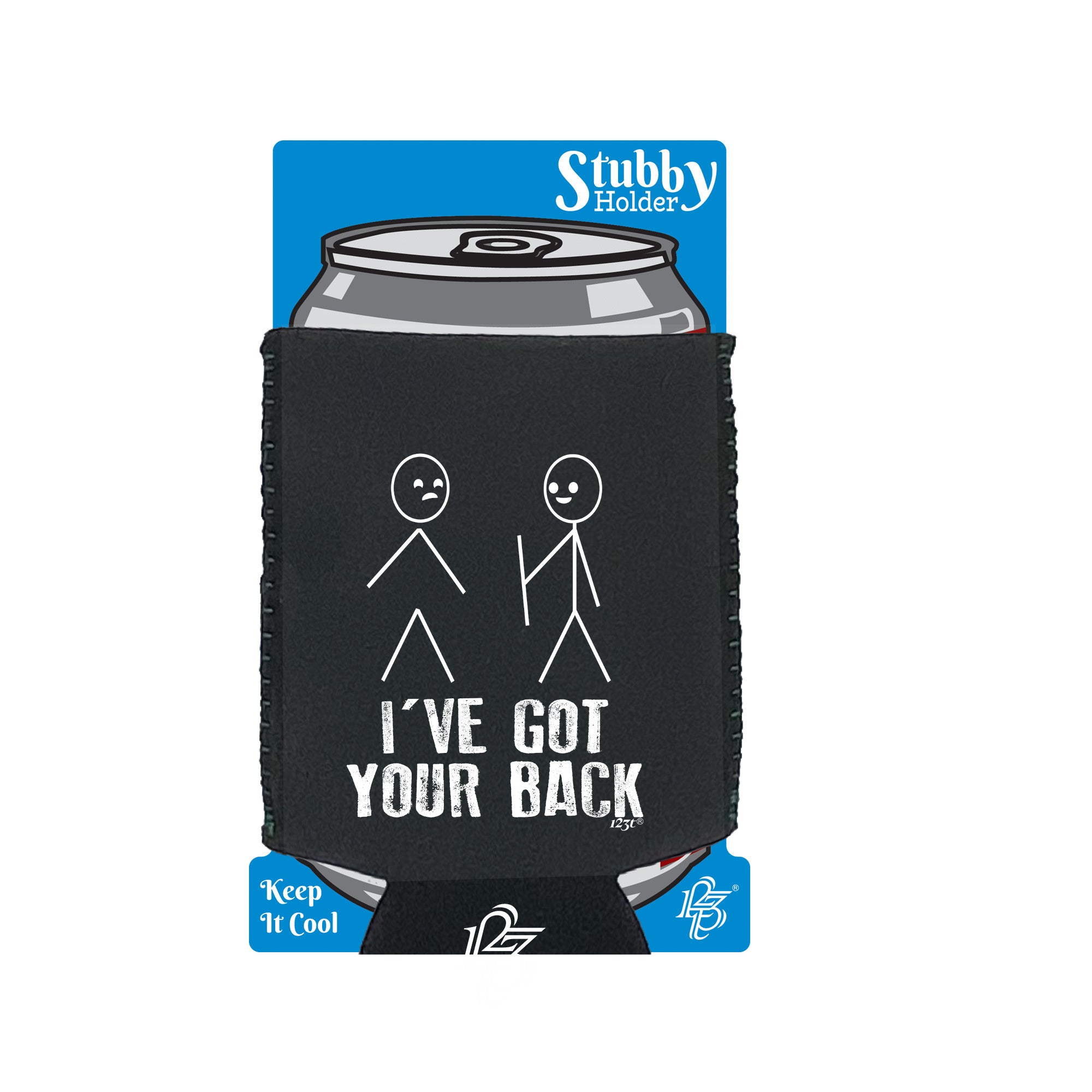 Ive Got Your Back Stickmen - Funny Stubby Holder With Base