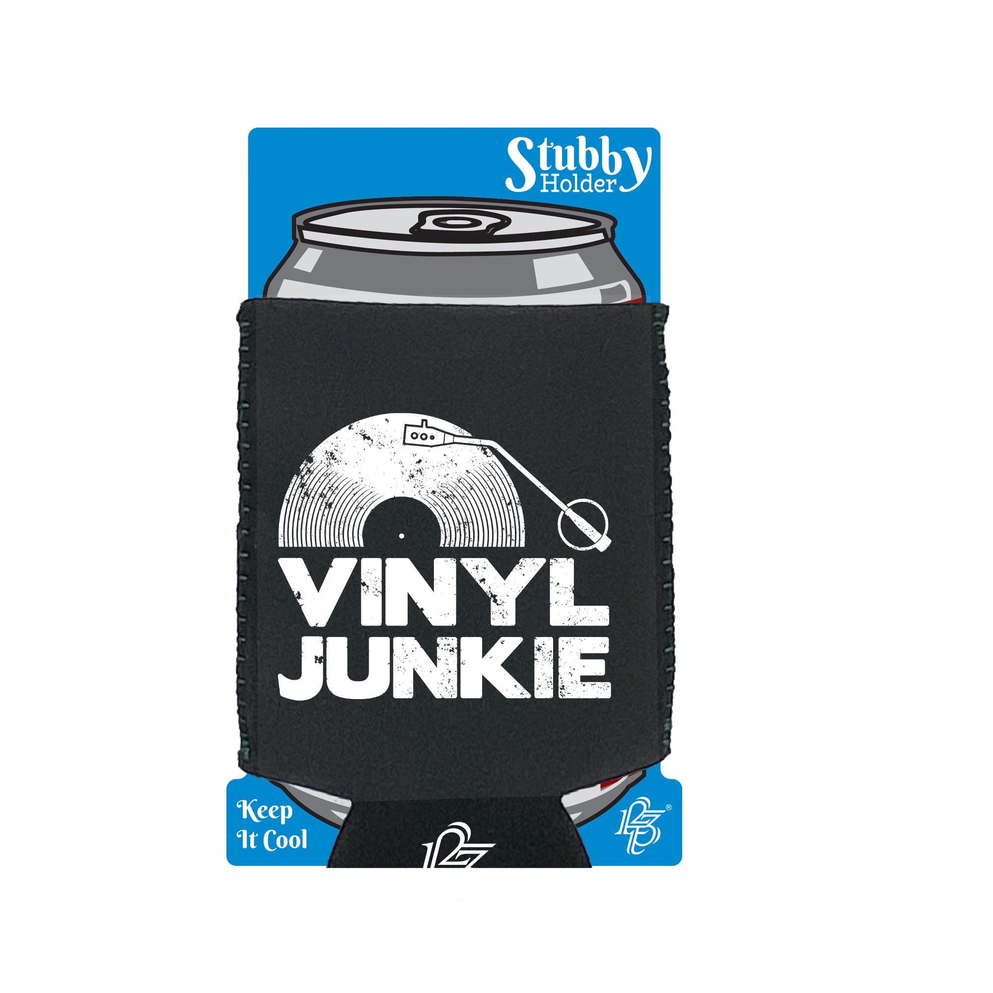 Vinyl Junkie Dj Record White Music - Funny Stubby Holder With Base