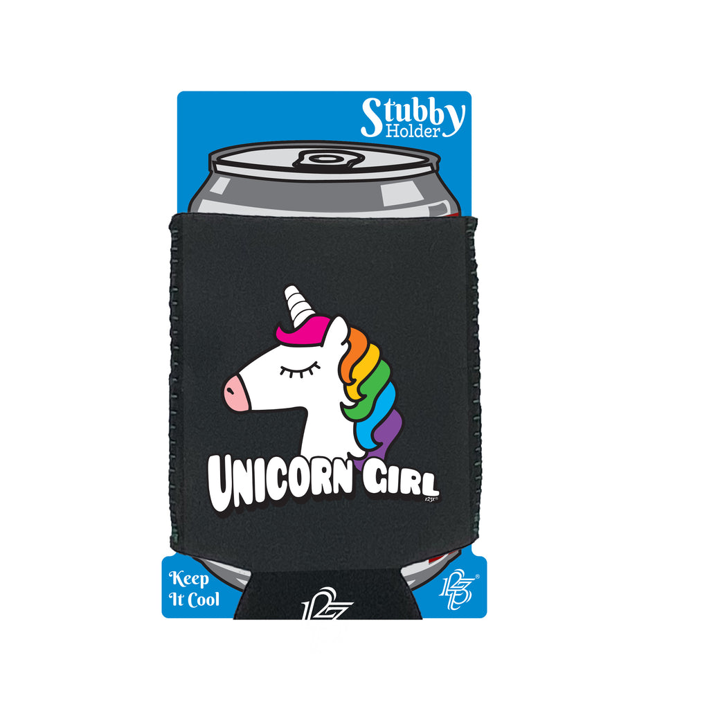 Unicorn Girl - Funny Stubby Holder With Base