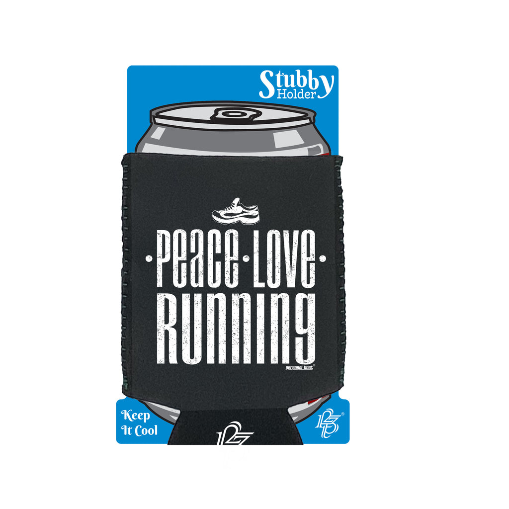 Pb Peace Love Running - Funny Stubby Holder With Base