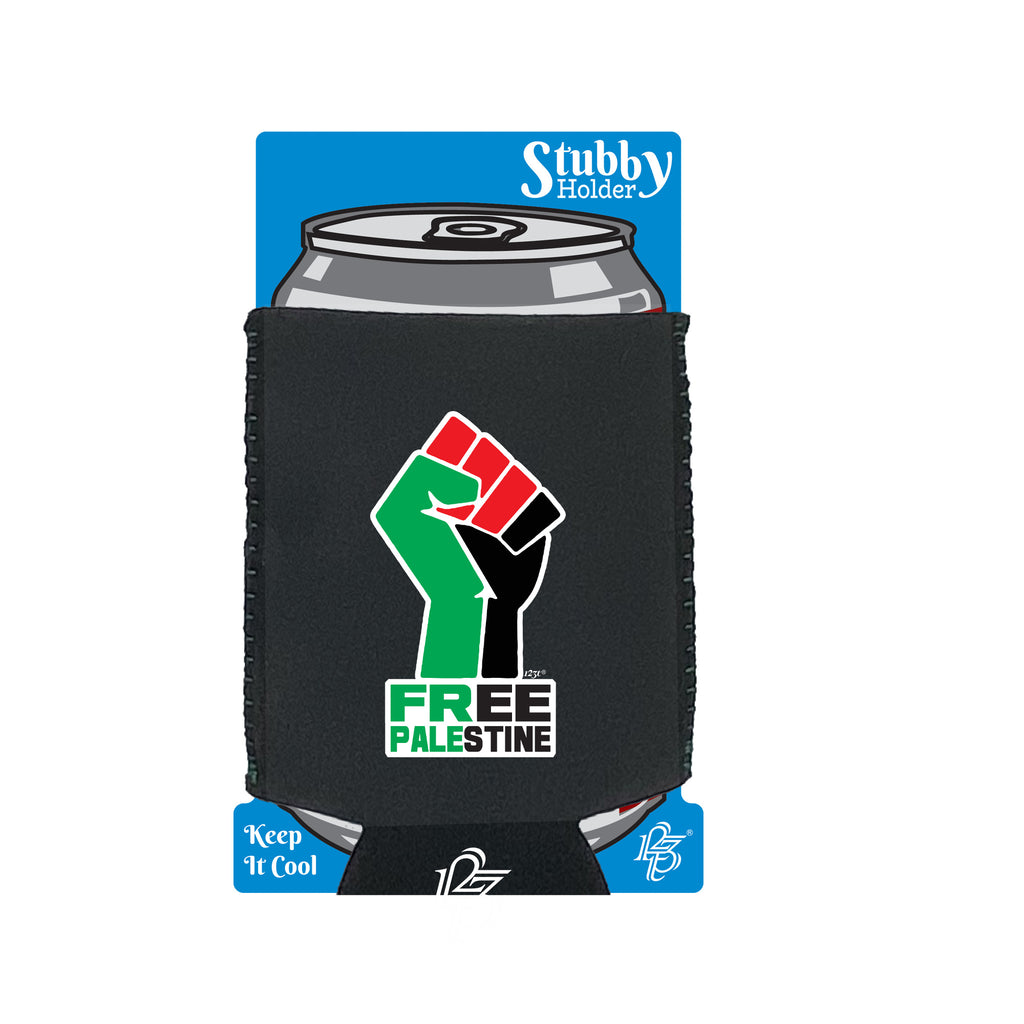 Free Palestine Fist - Funny Stubby Holder With Base