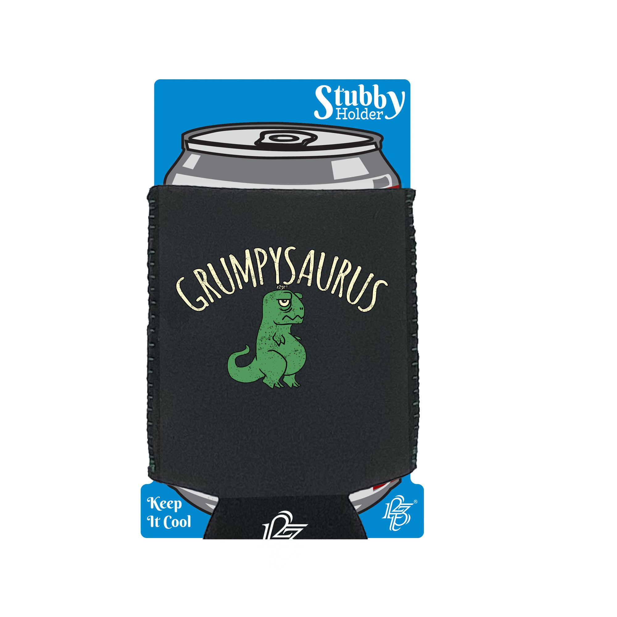 Grumpysaurus Dinosaur - Funny Stubby Holder With Base