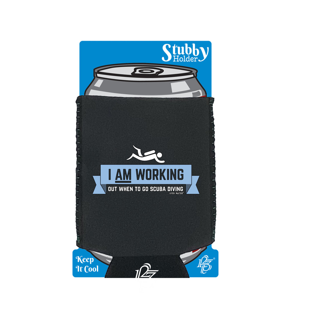 Ow I Am Working Out Scuba Diving - Funny Stubby Holder With Base